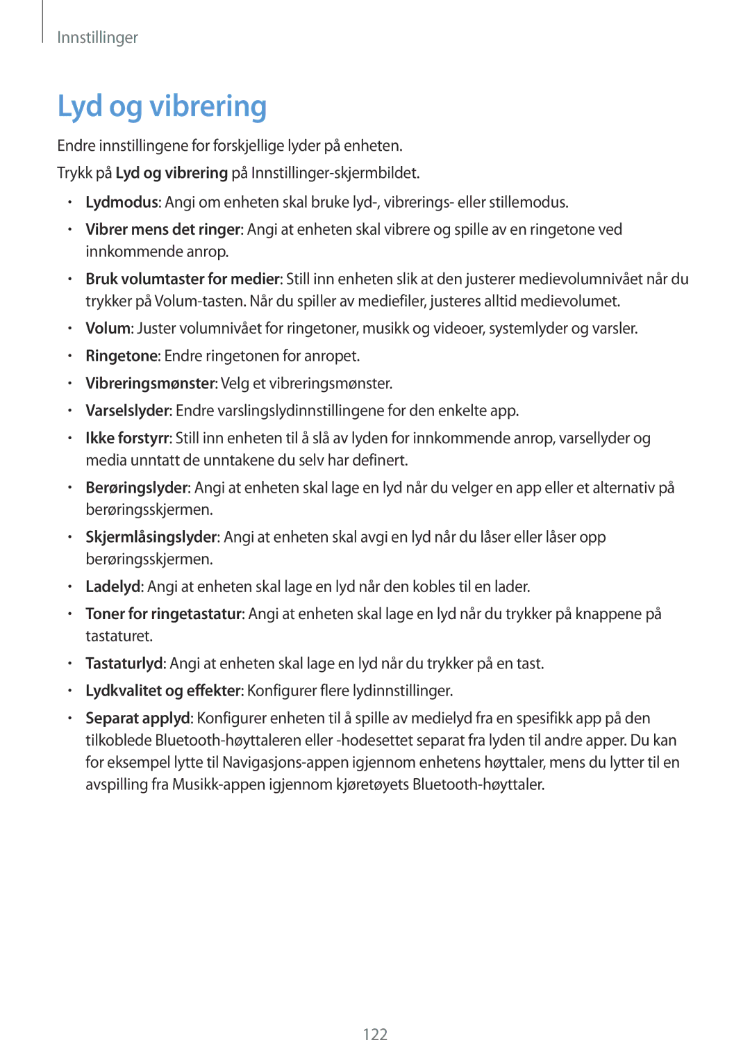 Samsung SM-A320FZINNEE, SM-A320FZKNNEE, SM-A320FZDNNEE manual Lyd og vibrering 