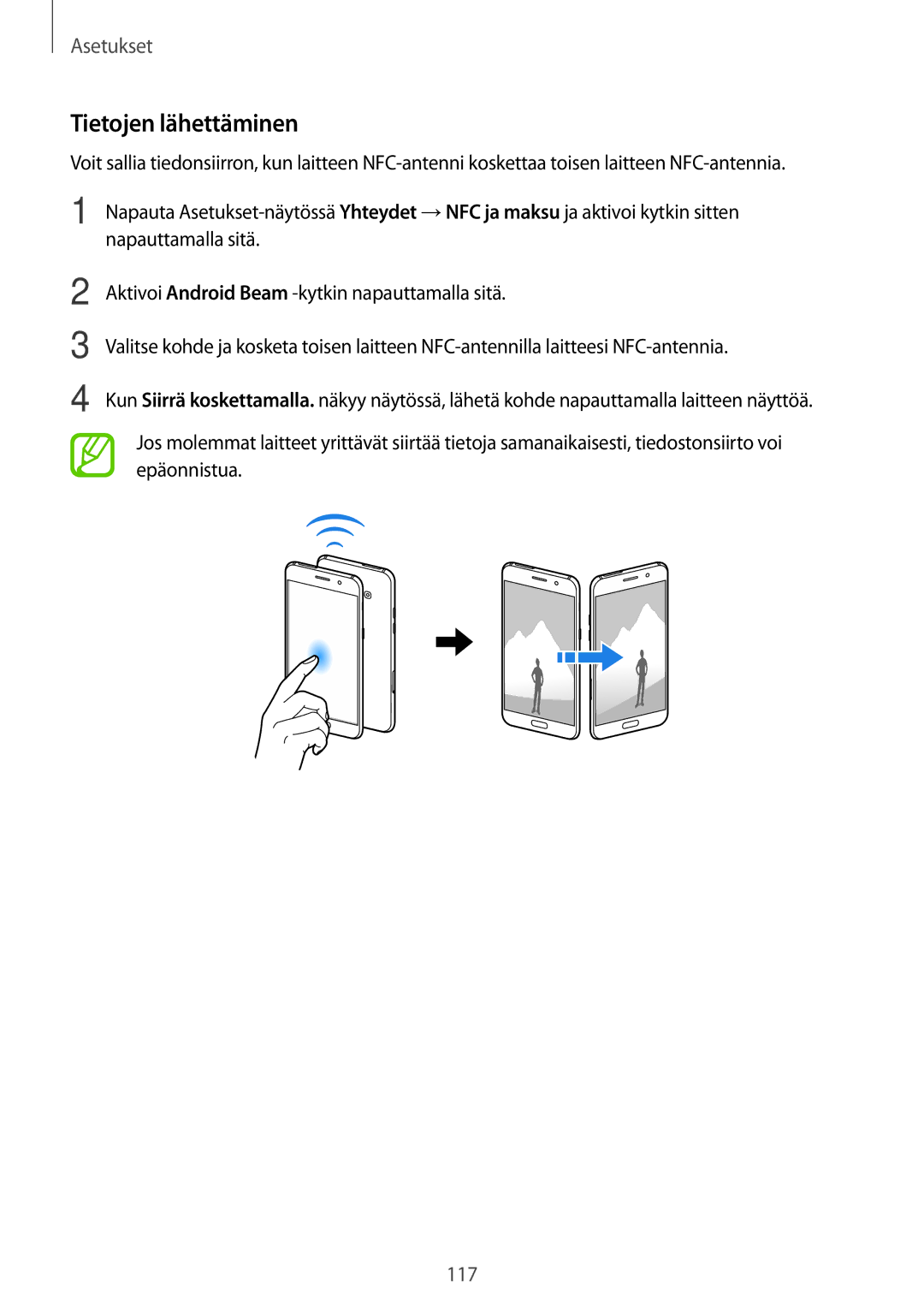 Samsung SM-A520FZDANEE, SM-A320FZKNNEE, SM-A520FZIANEE, SM-A320FZDNNEE, SM-A520FZKANEE, SM-A320FZINNEE Tietojen lähettäminen 