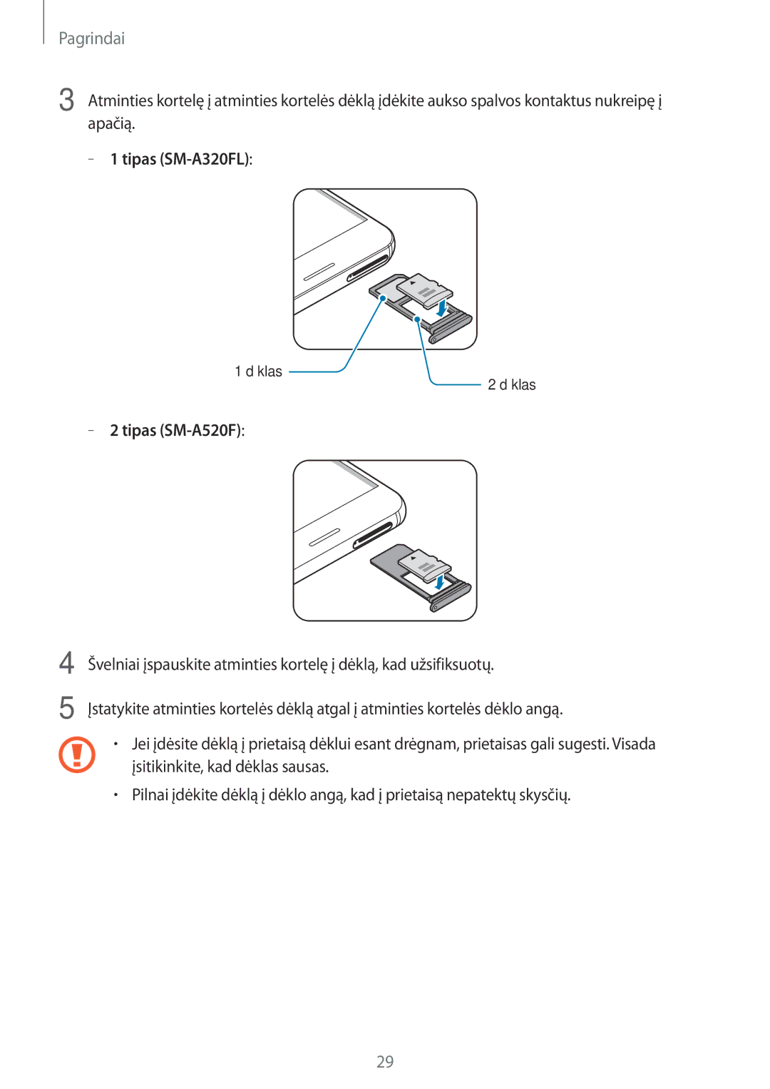 Samsung SM-A320FZDNSEB, SM-A320FZKNSEB, SM-A320FZINSEB manual Dėklas 