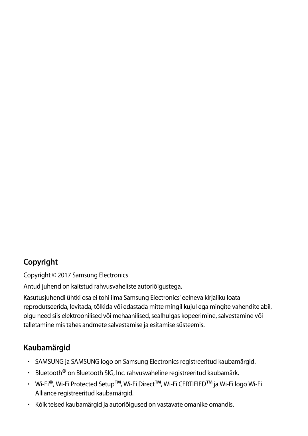 Samsung SM-A320FZDNSEB, SM-A320FZKNSEB, SM-A320FZINSEB manual Copyright, Kaubamärgid 