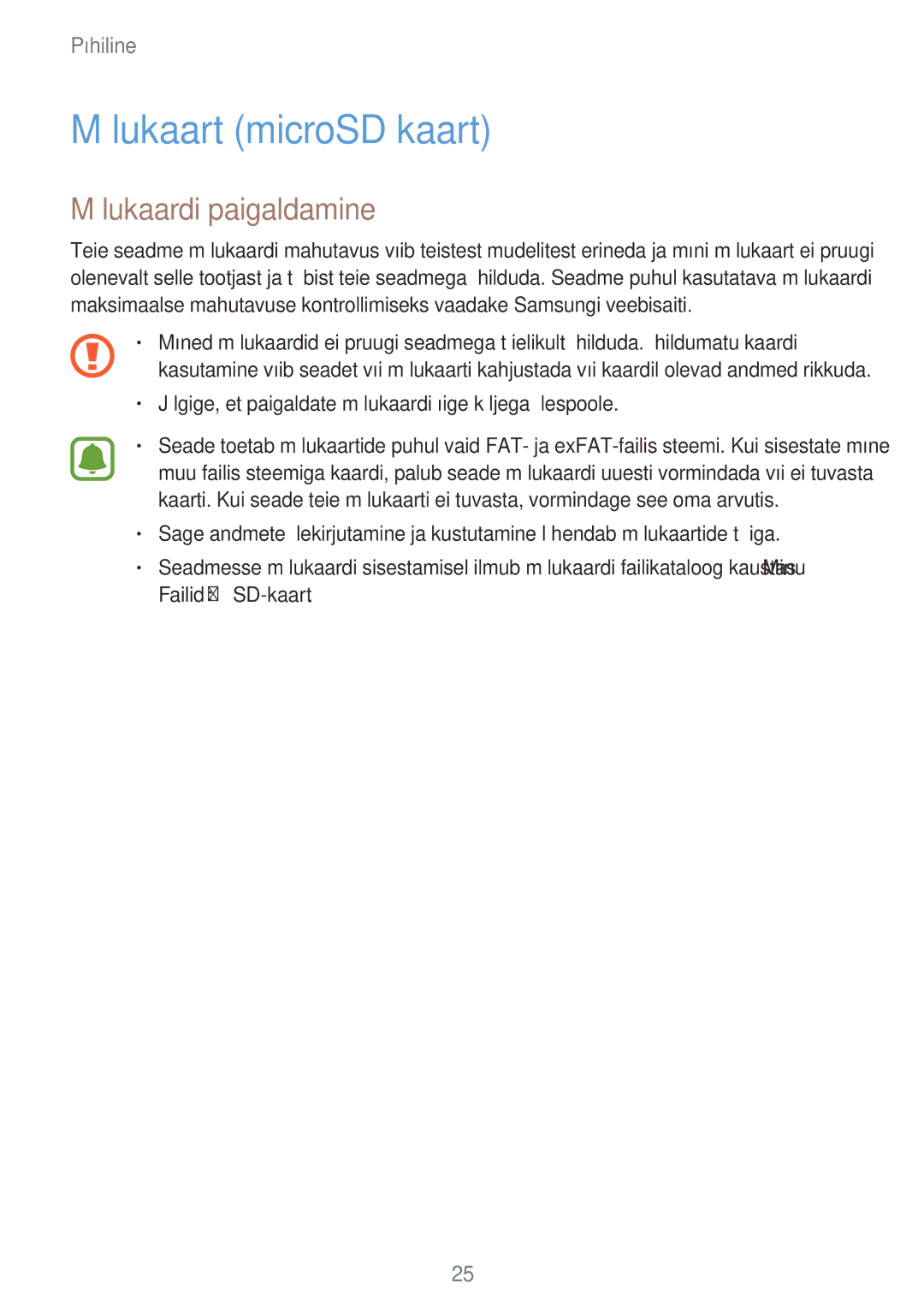 Samsung SM-A320FZINSEB, SM-A320FZKNSEB, SM-A320FZDNSEB manual Mälukaart microSD kaart, Mälukaardi paigaldamine 