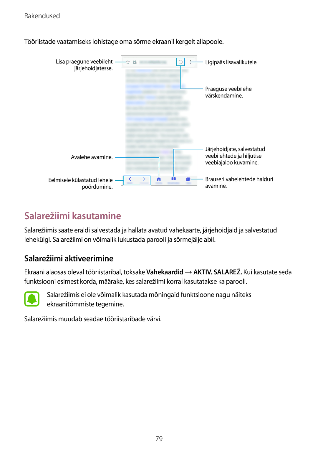 Samsung SM-A320FZINSEB, SM-A320FZKNSEB, SM-A320FZDNSEB manual Salarežiimi kasutamine, Salarežiimi aktiveerimine 