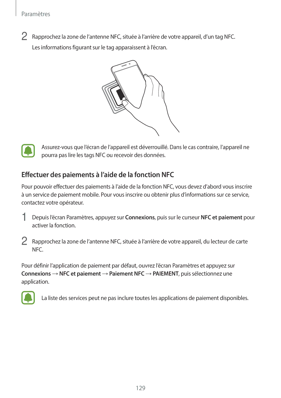 Samsung SM-A320FZDNXEF, SM-A320FZKNXEF, SM-A320FZINXEF, SM-A320FZBNXEF Effectuer des paiements à l’aide de la fonction NFC 