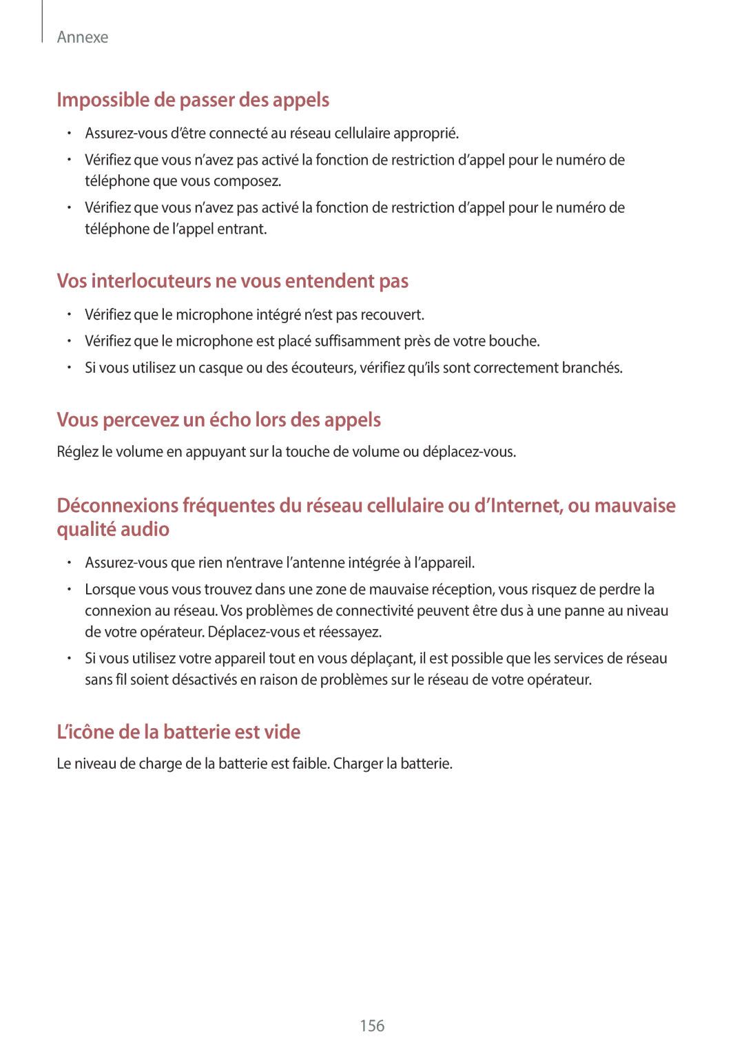 Samsung SM-A320FZKNXEF, SM-A320FZDNXEF, SM-A320FZINXEF, SM-A320FZBNXEF manual Vous percevez un écho lors des appels 