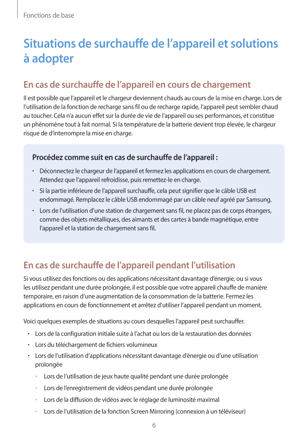 Samsung SM-A320FZINXEF, SM-A320FZKNXEF, SM-A320FZDNXEF manual En cas de surchauffe de l’appareil en cours de chargement 