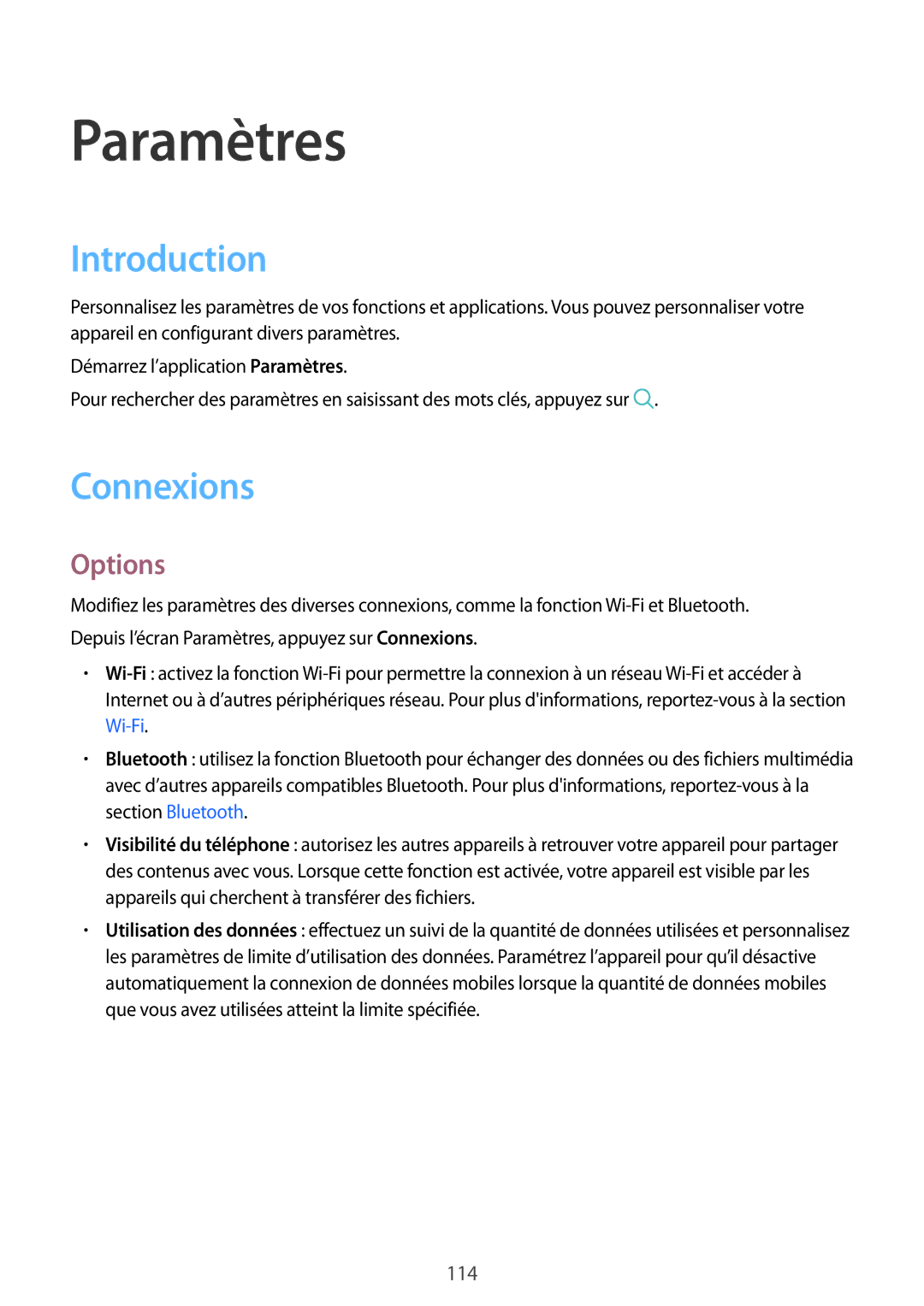 Samsung SM-A320FZINXEF, SM-A320FZKNXEF, SM-A320FZDNXEF, SM-A320FZBNXEF manual Introduction, Connexions, Options 