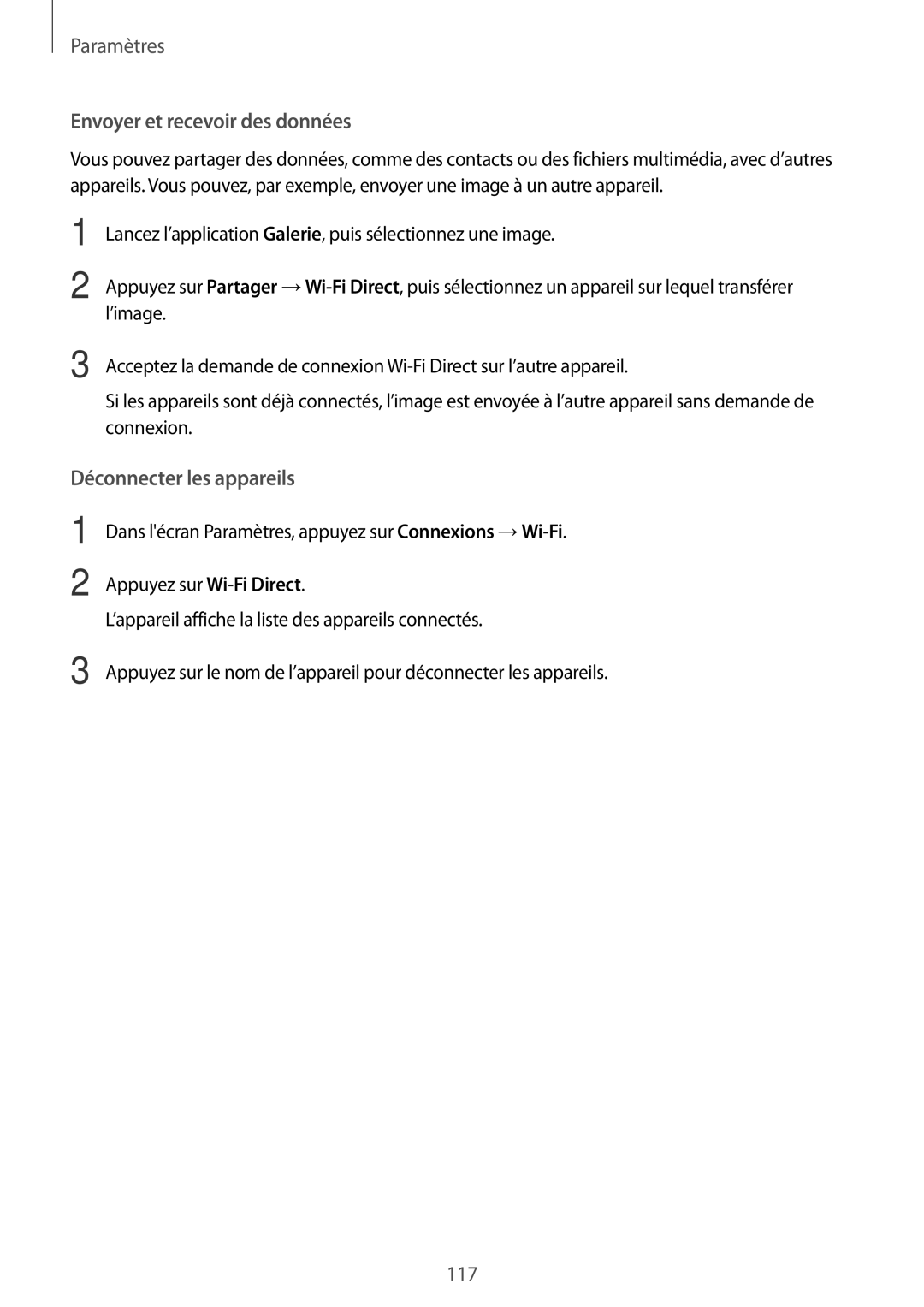 Samsung SM-A320FZDNXEF, SM-A320FZKNXEF, SM-A320FZINXEF, SM-A320FZBNXEF manual Envoyer et recevoir des données 