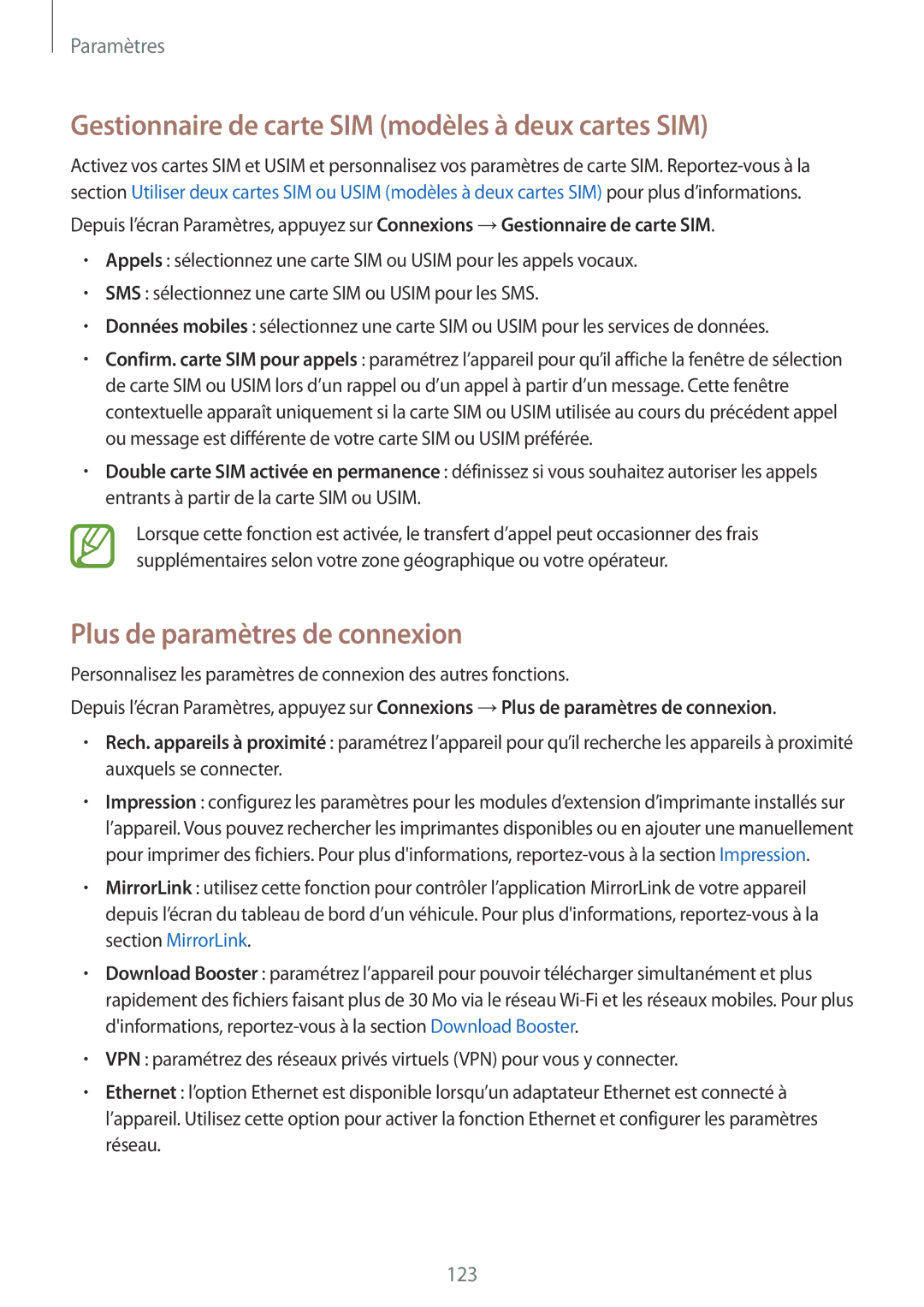 Samsung SM-A320FZBNXEF manual Gestionnaire de carte SIM modèles à deux cartes SIM, Plus de paramètres de connexion 