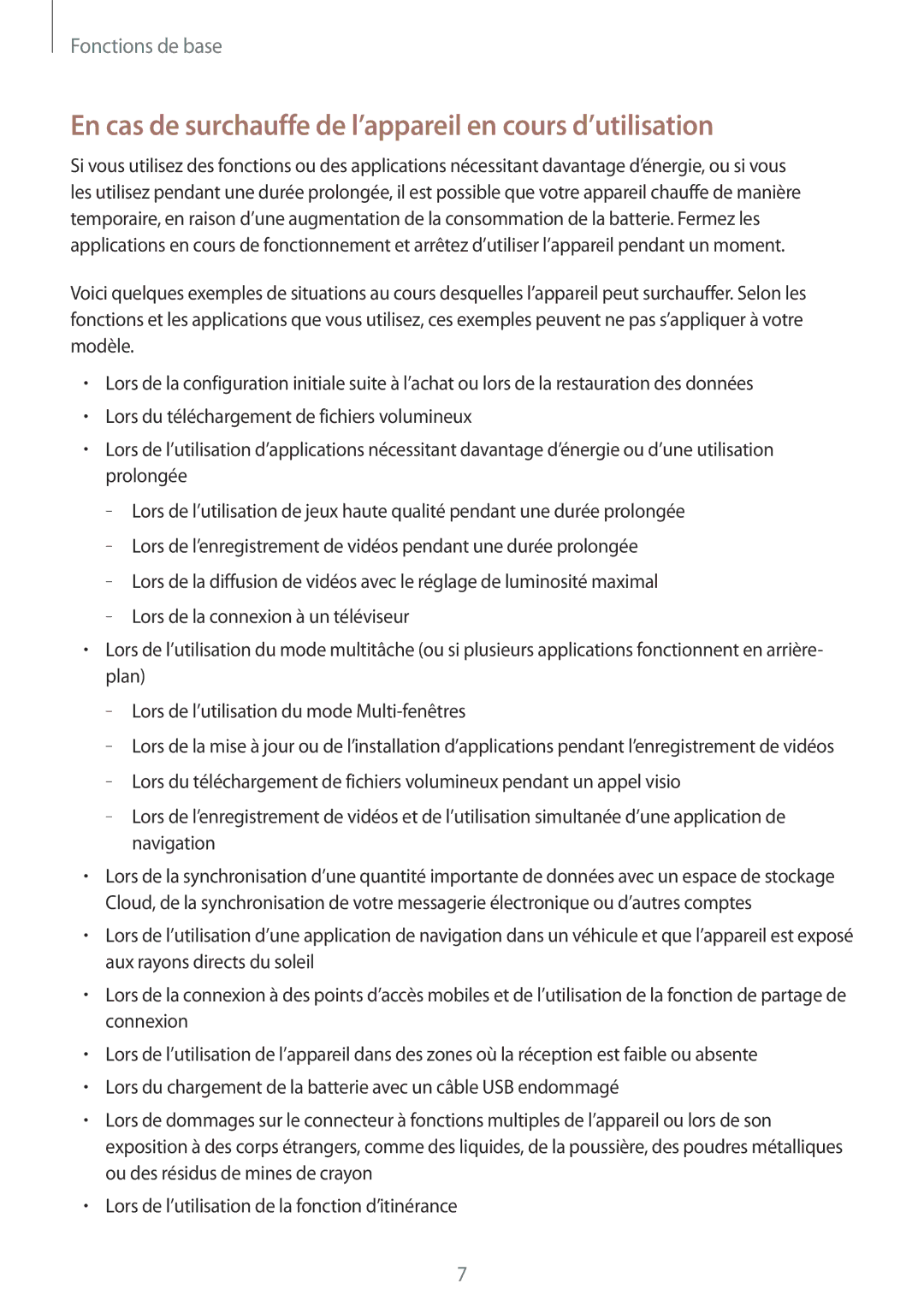 Samsung SM-A320FZBNXEF, SM-A320FZKNXEF, SM-A320FZDNXEF manual En cas de surchauffe de l’appareil en cours d’utilisation 