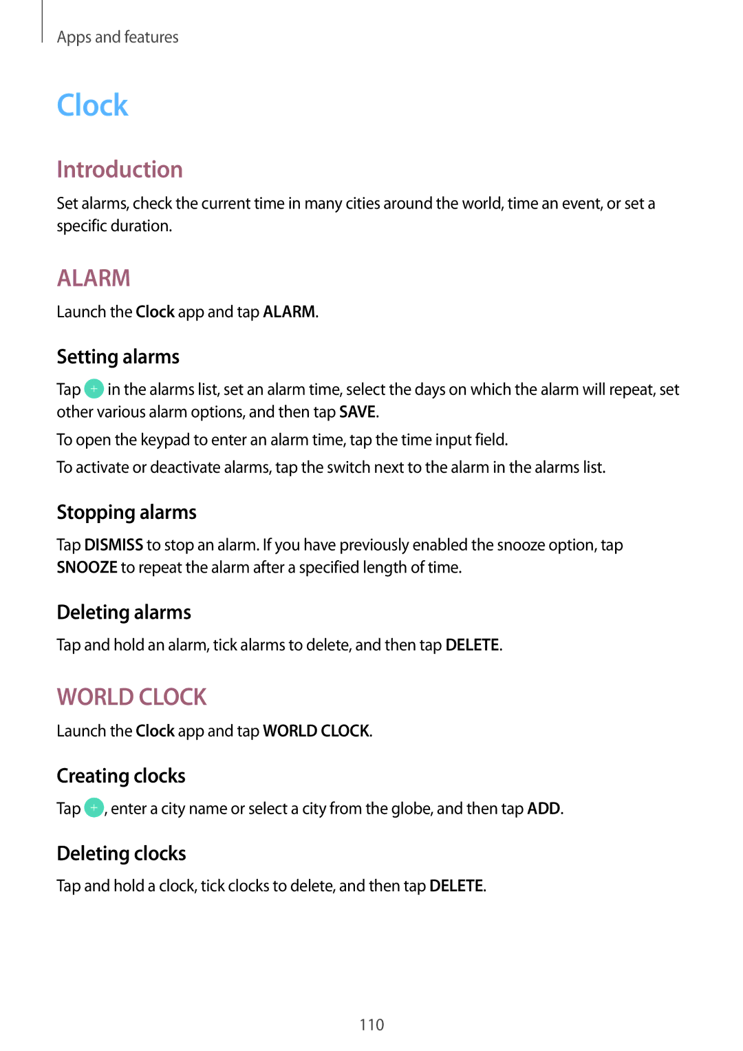 Samsung SM-A320YZDDXXV, SM-A320YZKDXXV manual Clock 