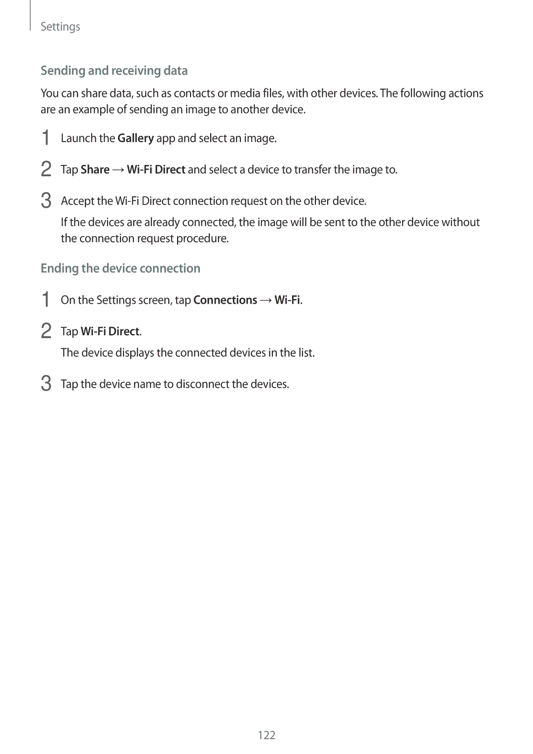 Samsung SM-A320YZDDXXV, SM-A320YZKDXXV manual Sending and receiving data, Ending the device connection 