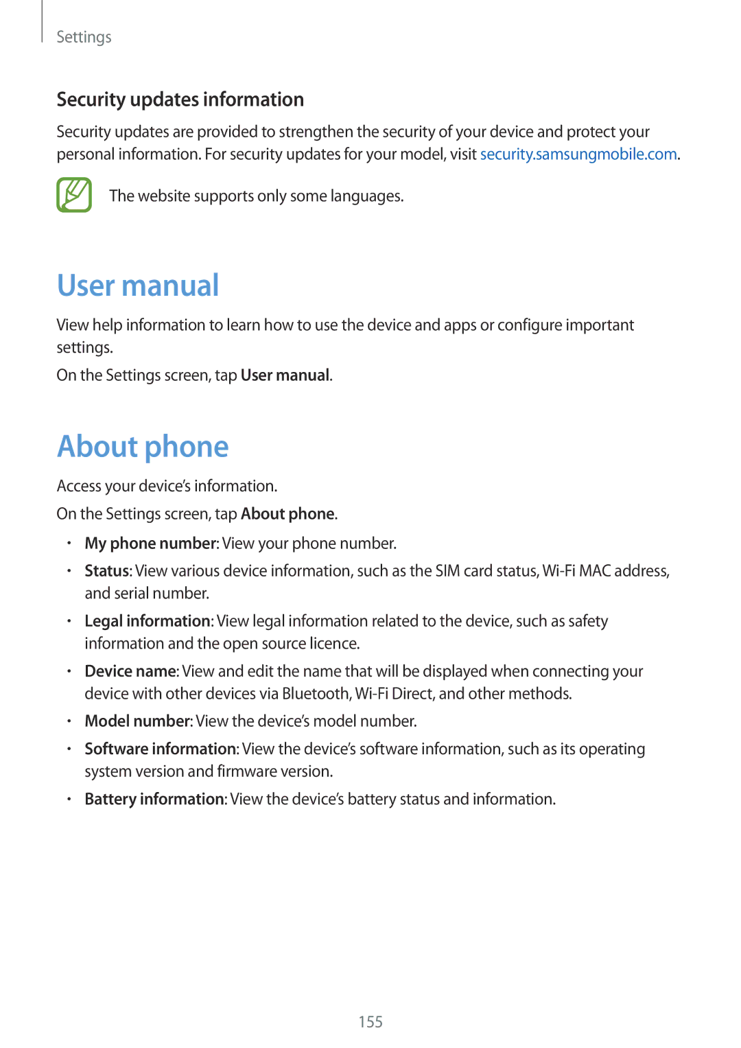 Samsung SM-A320YZKDXXV, SM-A320YZDDXXV manual About phone, Security updates information 