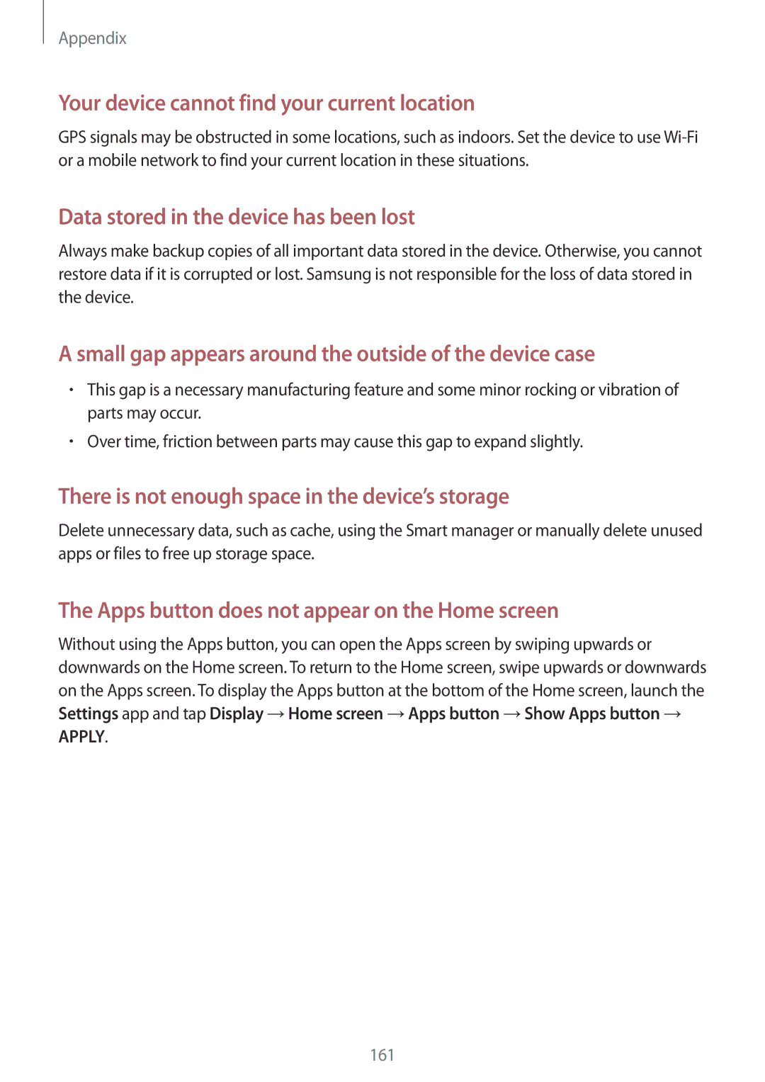 Samsung SM-A320YZKDXXV, SM-A320YZDDXXV manual Your device cannot find your current location 