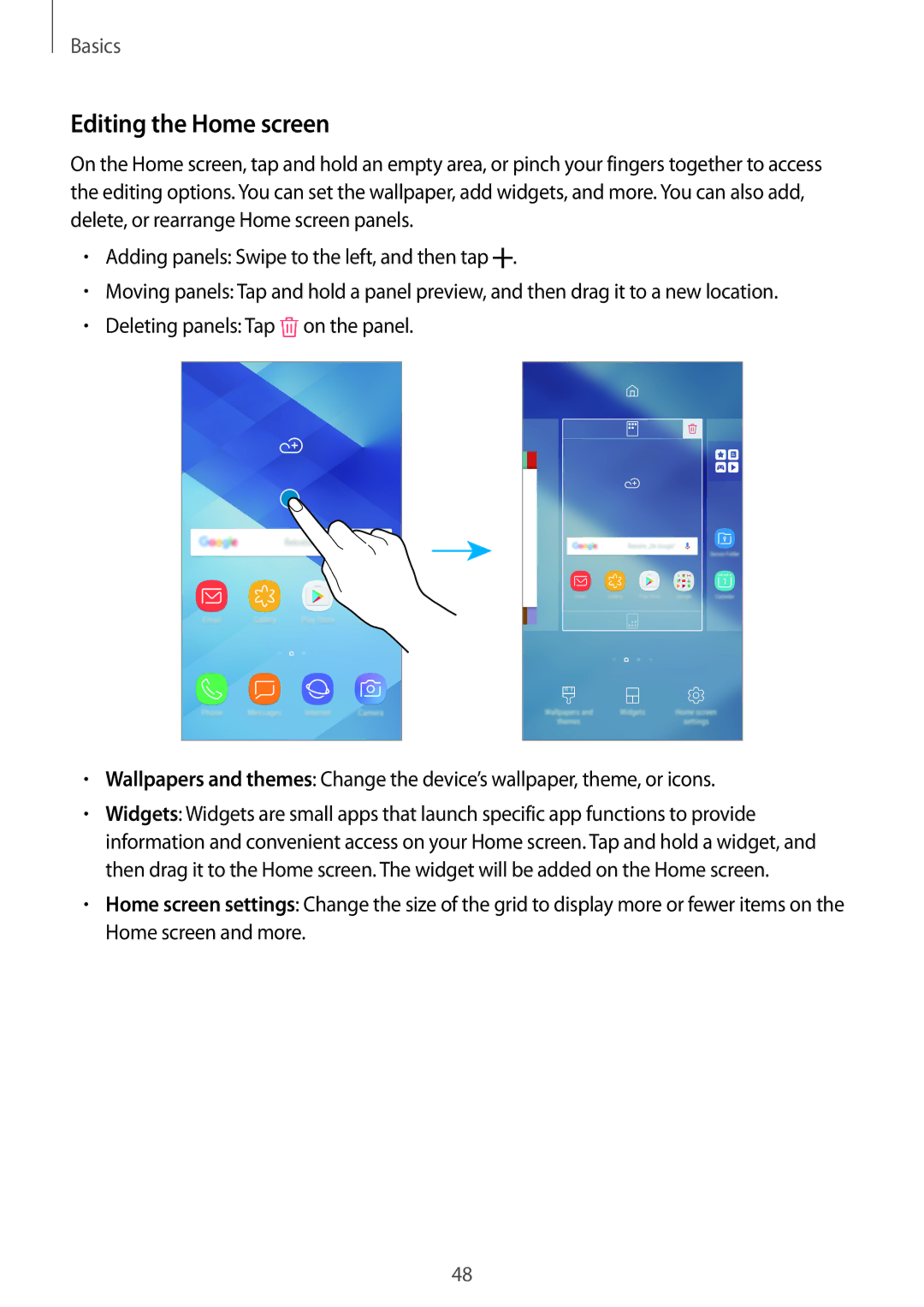 Samsung SM-A320YZDDXXV, SM-A320YZKDXXV manual Editing the Home screen 