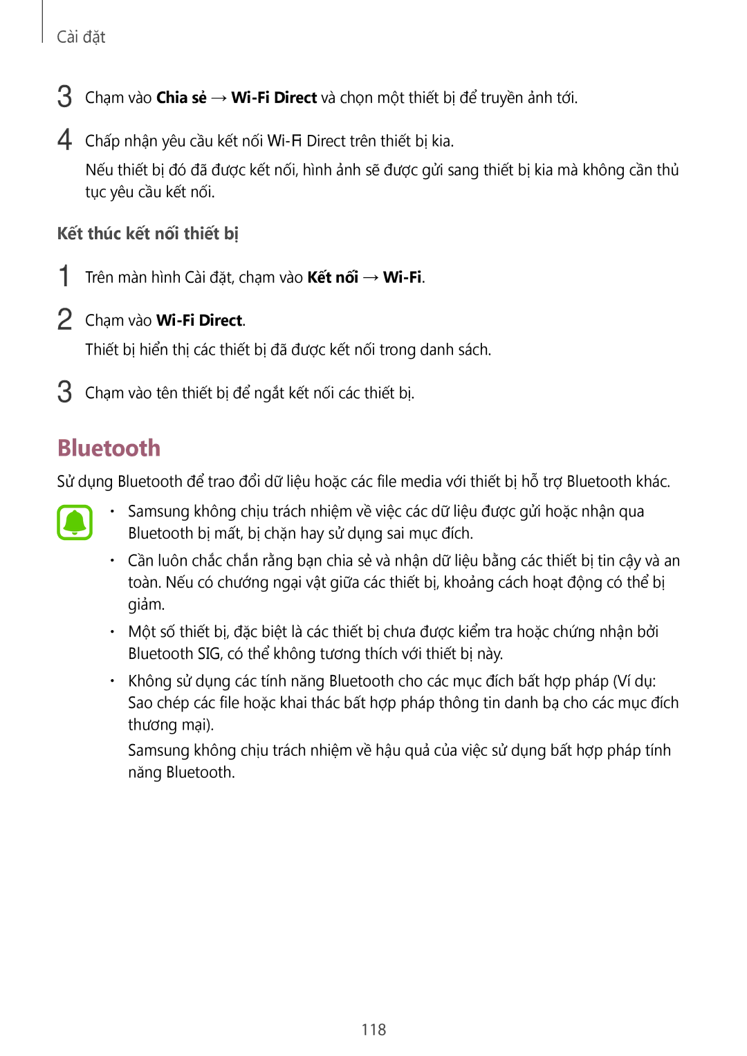 Samsung SM-A320YZDDXXV, SM-A320YZKDXXV manual Bluetooth, 118 