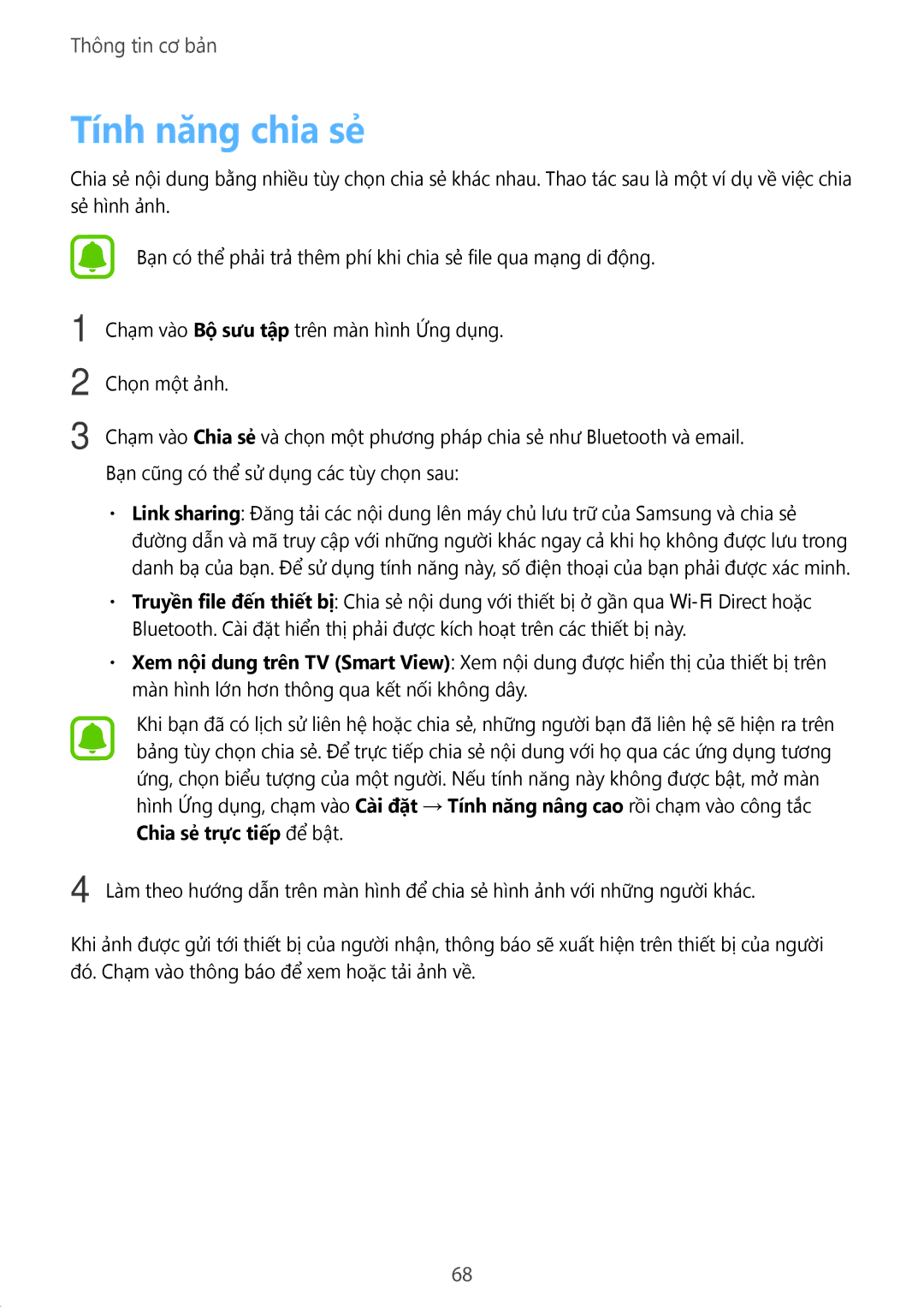 Samsung SM-A320YZDDXXV, SM-A320YZKDXXV manual Tính năng chia sẻ 