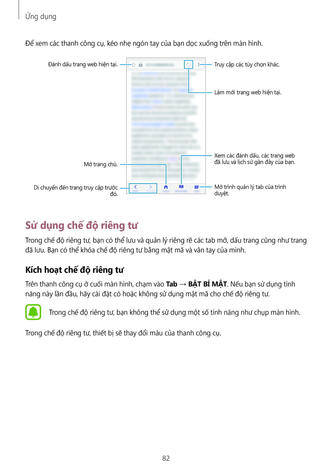 Samsung SM-A320YZDDXXV, SM-A320YZKDXXV manual Sử dụng chế độ riêng tư, Kích hoạt chế độ riêng tư 