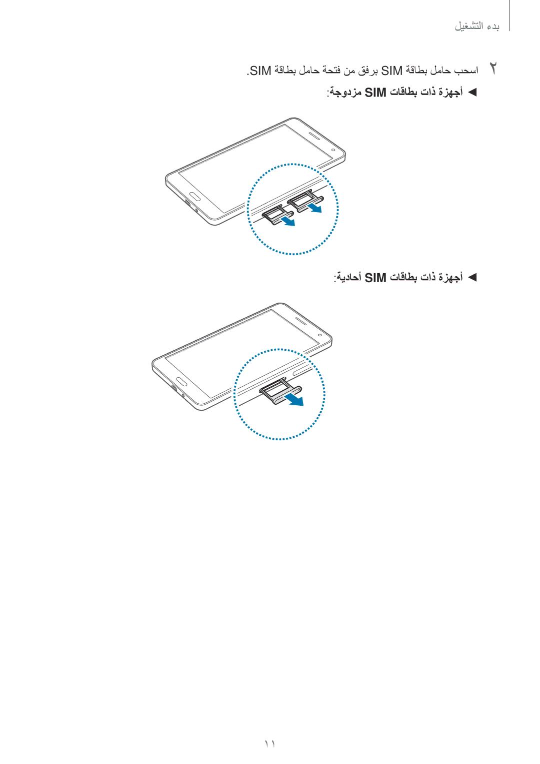 Samsung SM-A500FZKDKSA, SM-A500FZBDXSG, SM-A500FZIDXSG, SM-A500FZWDAFG manual SIM ةقاطب لماح ةحتف نم قفرب SIM ةقاطب لماح بحسا2 