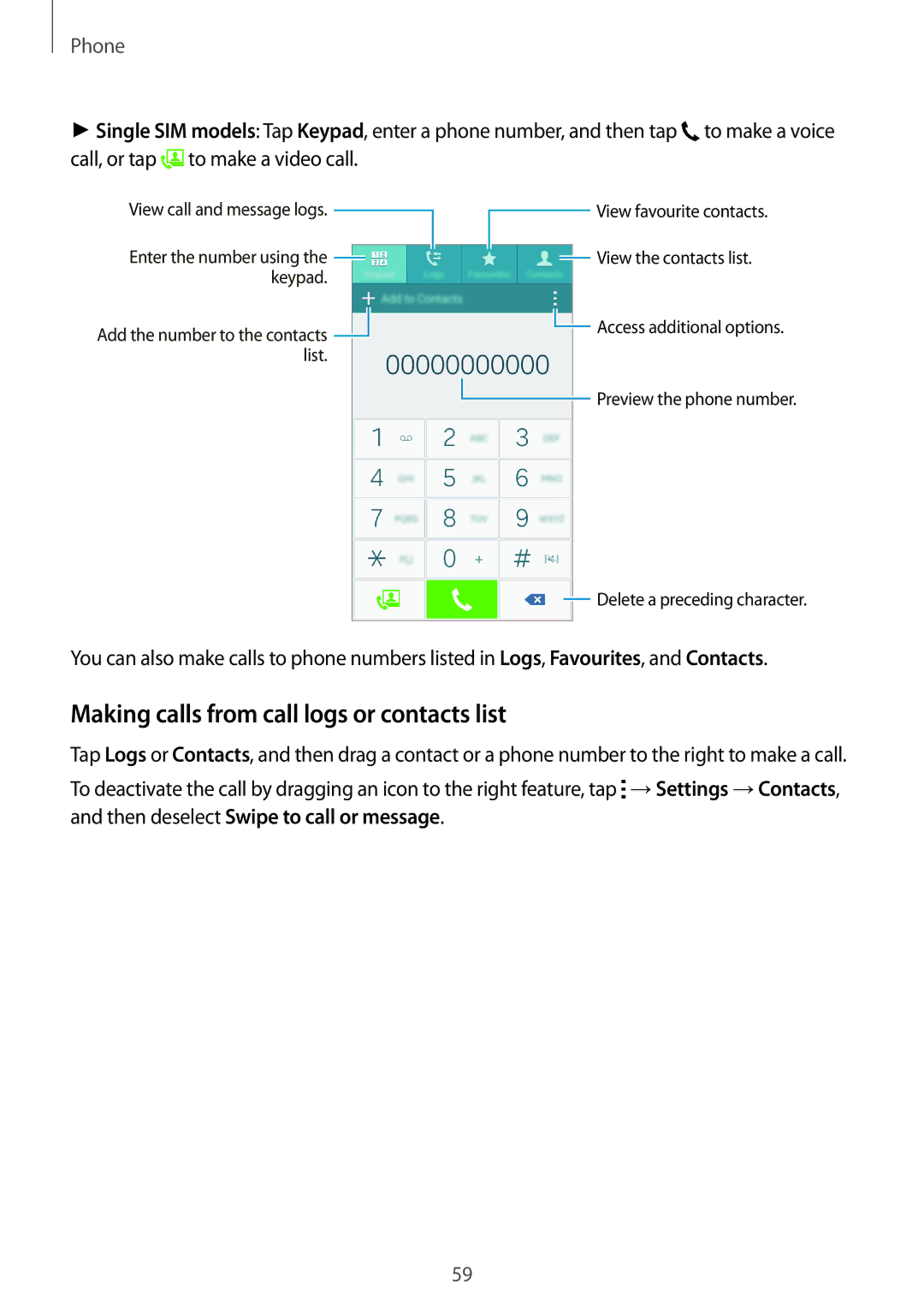 Samsung SM-A500FZKAILO, SM-A500FZBDXSG, SM-A500FZIDXSG, SM-A500FZWDAFG Making calls from call logs or contacts list, Phone 