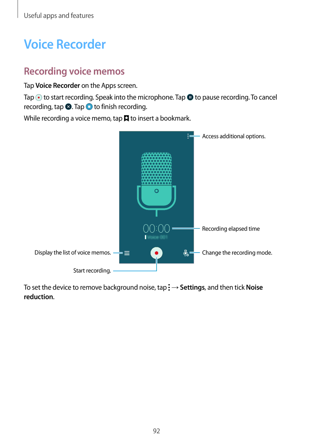 Samsung SM-A500FZBDSER, SM-A500FZBDXSG, SM-A500FZIDXSG, SM-A500FZWDAFG, SM-A500FZWDKSA Voice Recorder, Recording voice memos 