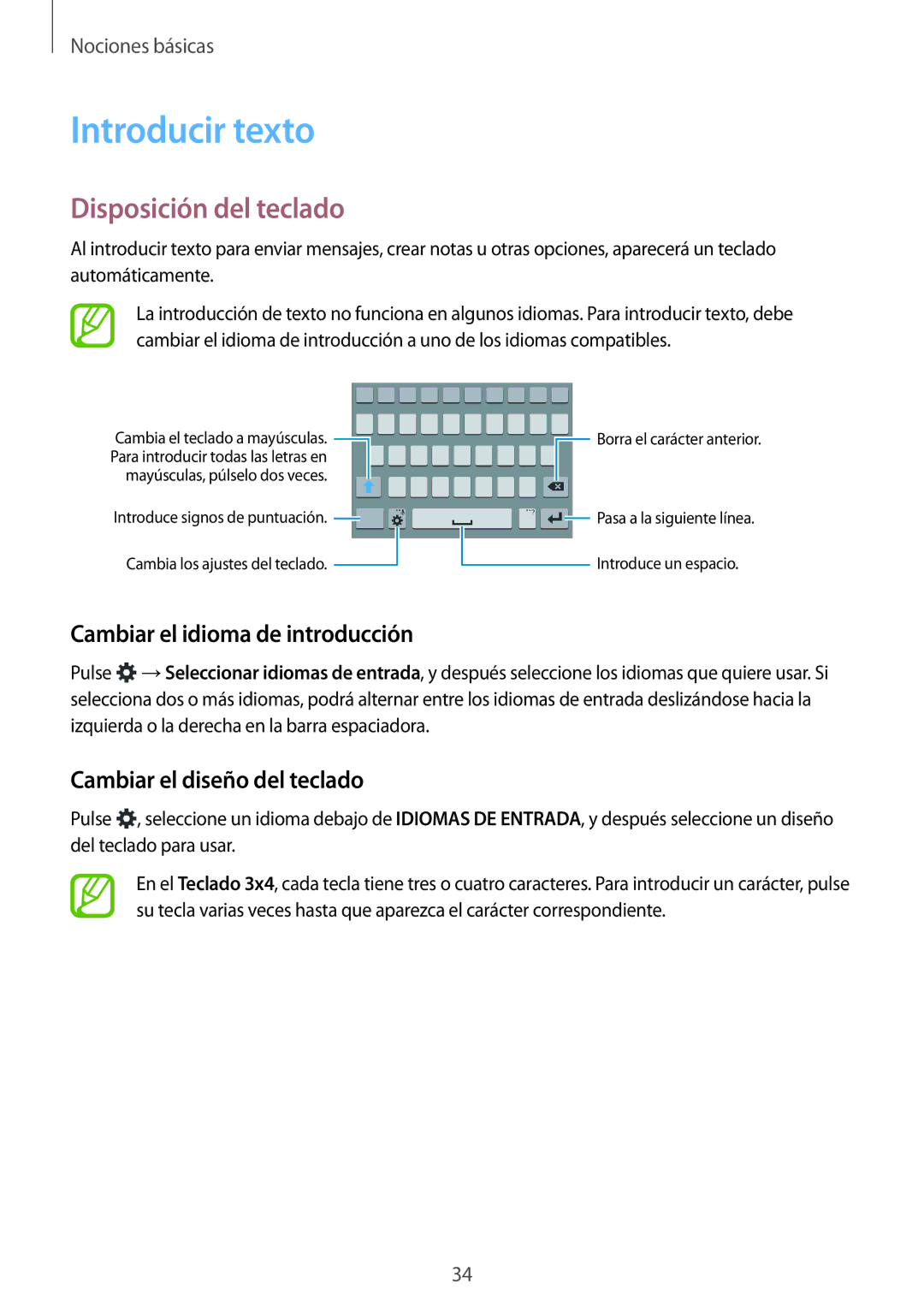 Samsung SM-A500FZSUPHE, SM-A500FZDUPHE manual Introducir texto, Disposición del teclado, Cambiar el idioma de introducción 