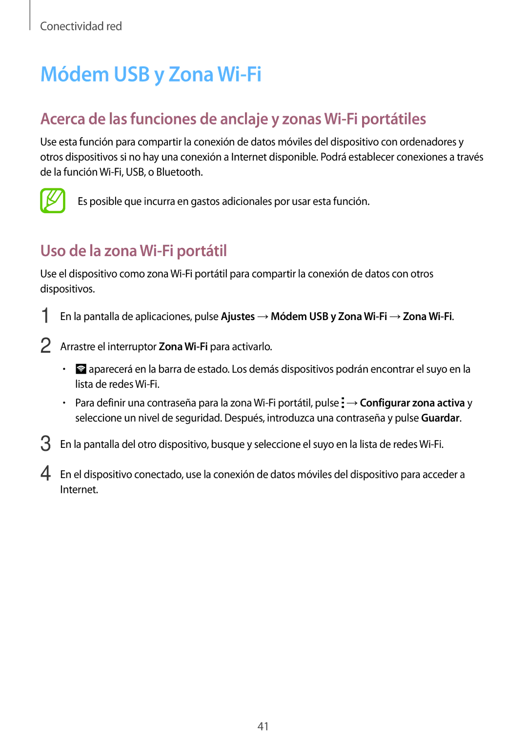 Samsung SM-A500FZKUPHE, SM-A500FZDUPHE Módem USB y Zona Wi-Fi, Acerca de las funciones de anclaje y zonas Wi-Fi portátiles 
