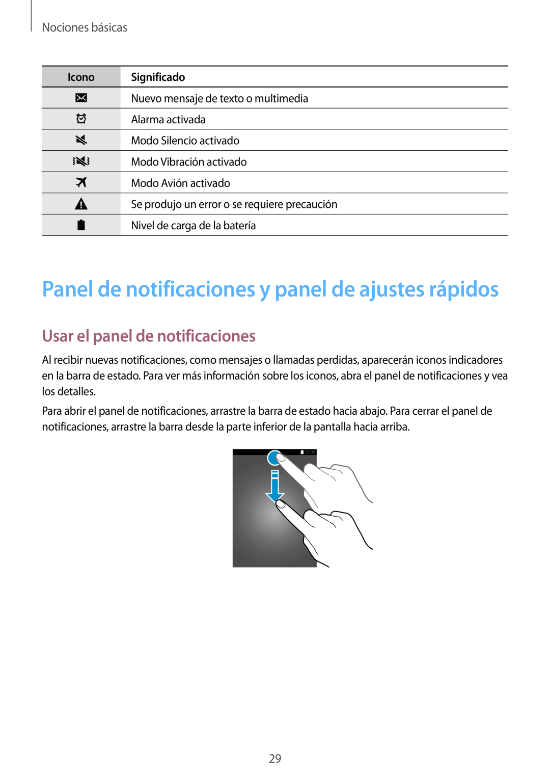 Samsung SM-A500FZKUPHE, SM-A500FZDUPHE Panel de notificaciones y panel de ajustes rápidos, Usar el panel de notificaciones 