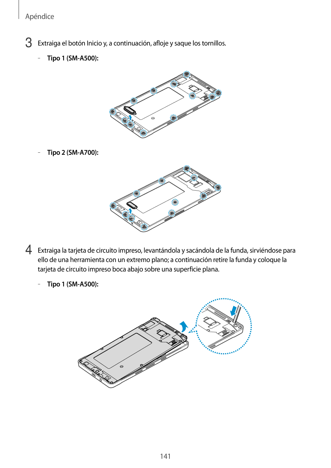 Samsung SM-A700FZKAPHE, SM-A500FZDUPHE, SM-A500FZSUPHE, SM-A500FZKUPHE manual Tipo 1 SM-A500 