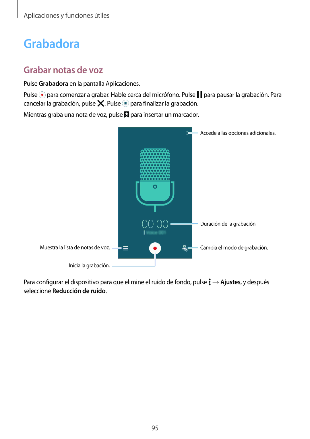 Samsung SM-A500FZKUPHE, SM-A500FZDUPHE, SM-A700FZKAPHE, SM-A500FZSUPHE manual Grabadora, Grabar notas de voz 