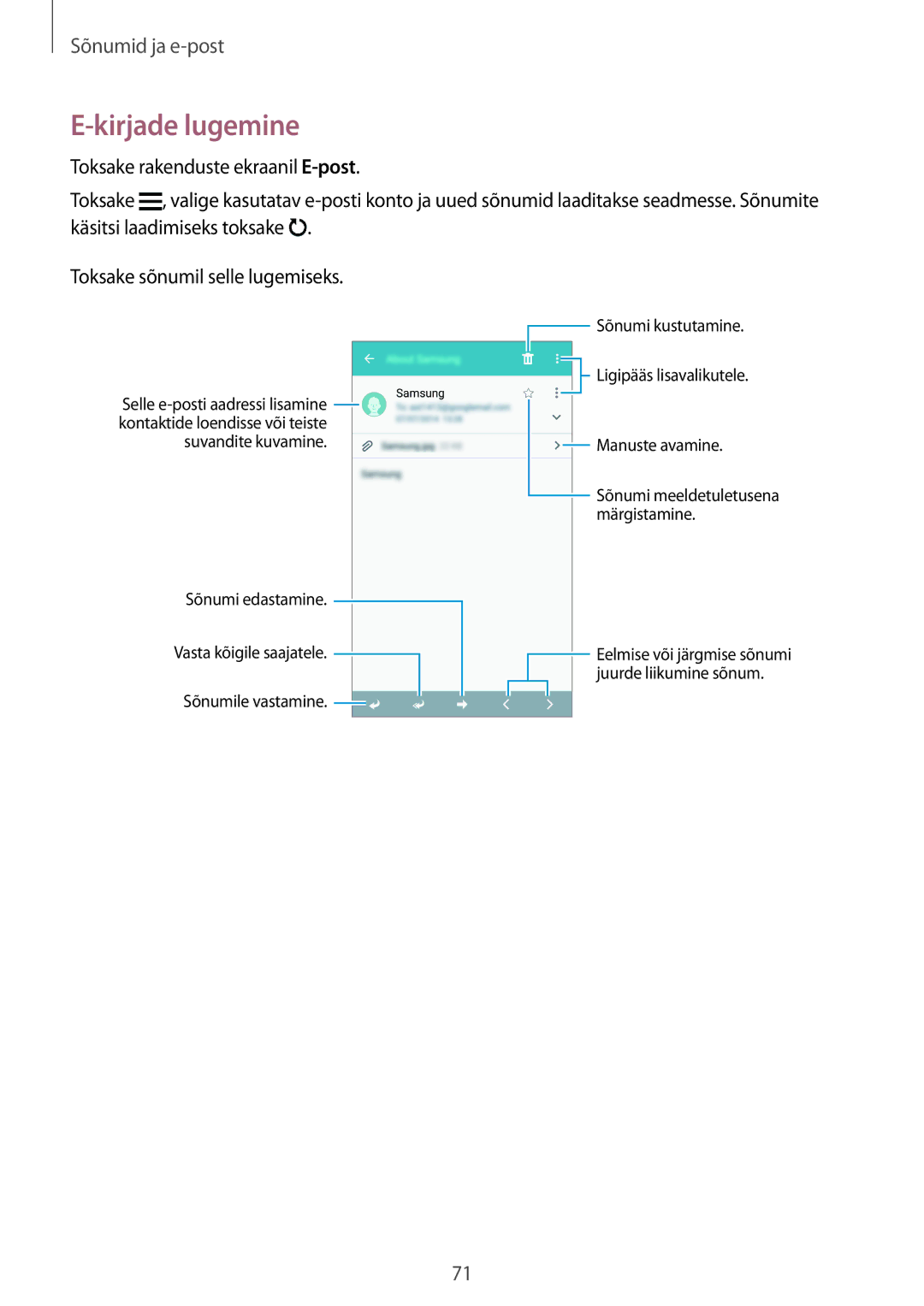 Samsung SM-A700FZKASEB, SM-A500FZDUSEB, SM-A700FZDASEB, SM-A700FZWASEB manual Kirjade lugemine 