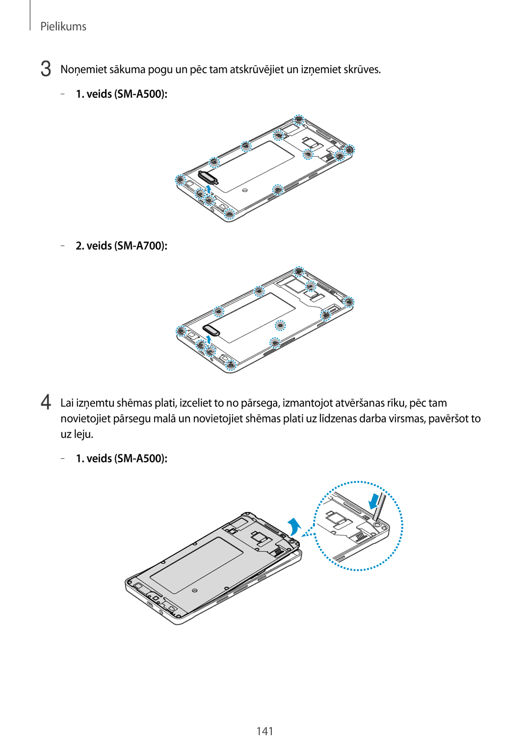 Samsung SM-A700FZDASEB, SM-A500FZDUSEB, SM-A700FZWASEB, SM-A700FZKASEB manual Veids SM-A500 