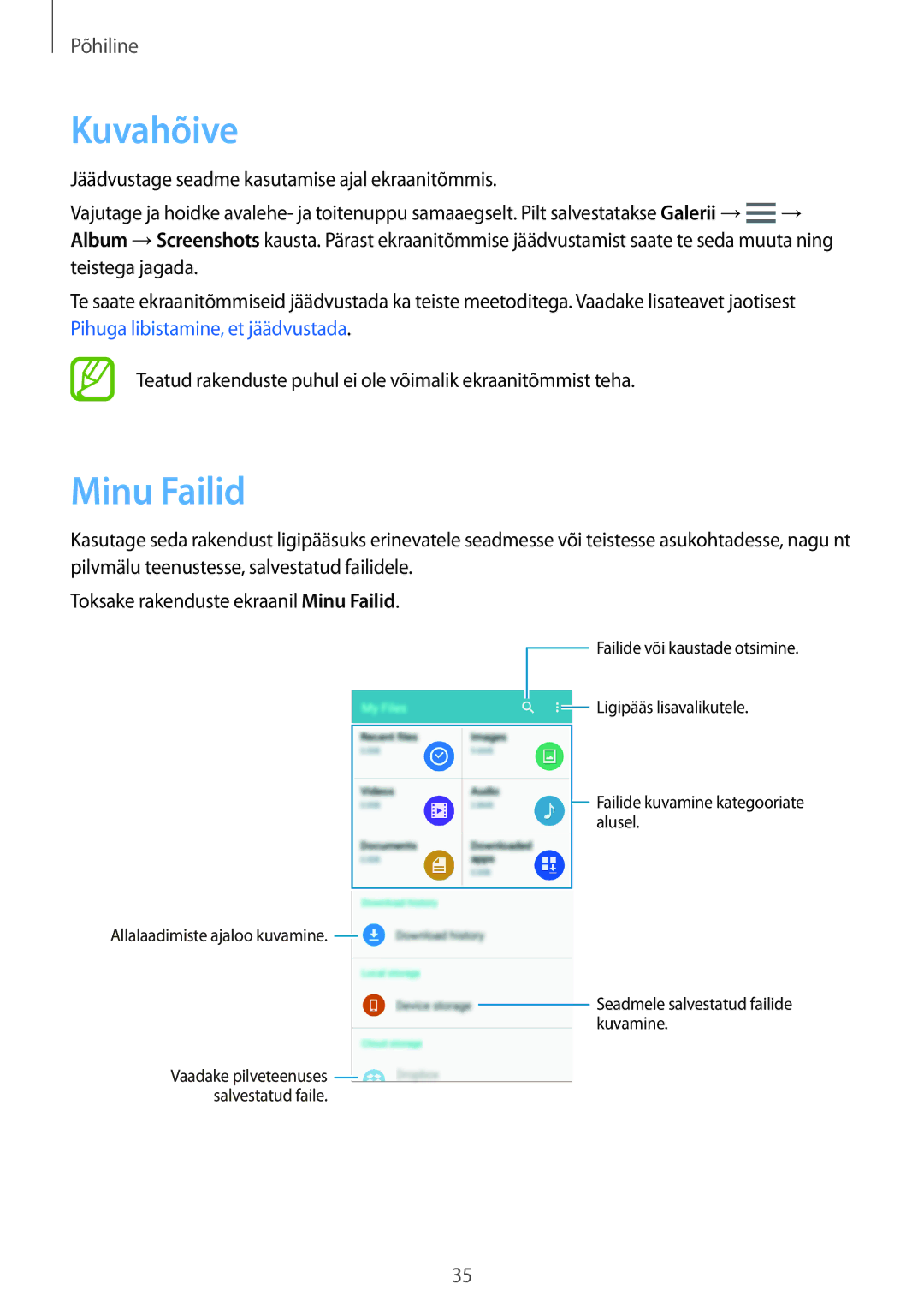 Samsung SM-A500FZDUSEB manual Kuvahõive, Minu Failid 