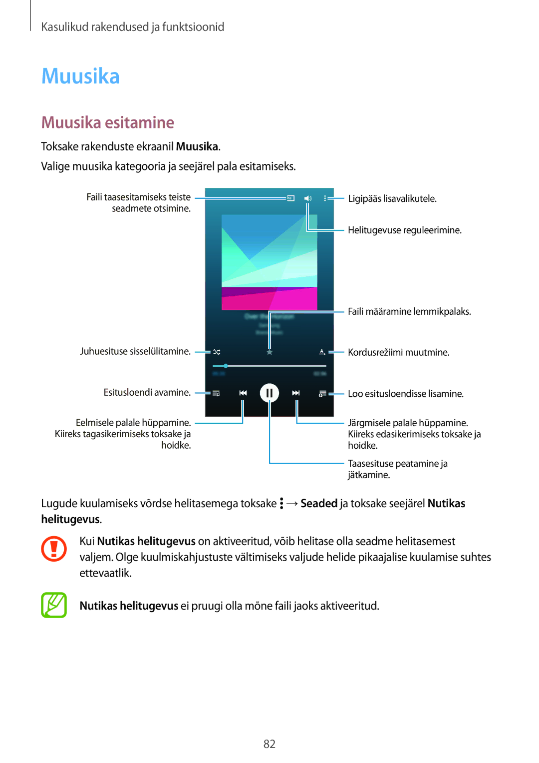 Samsung SM-A500FZDUSEB manual Muusika esitamine 