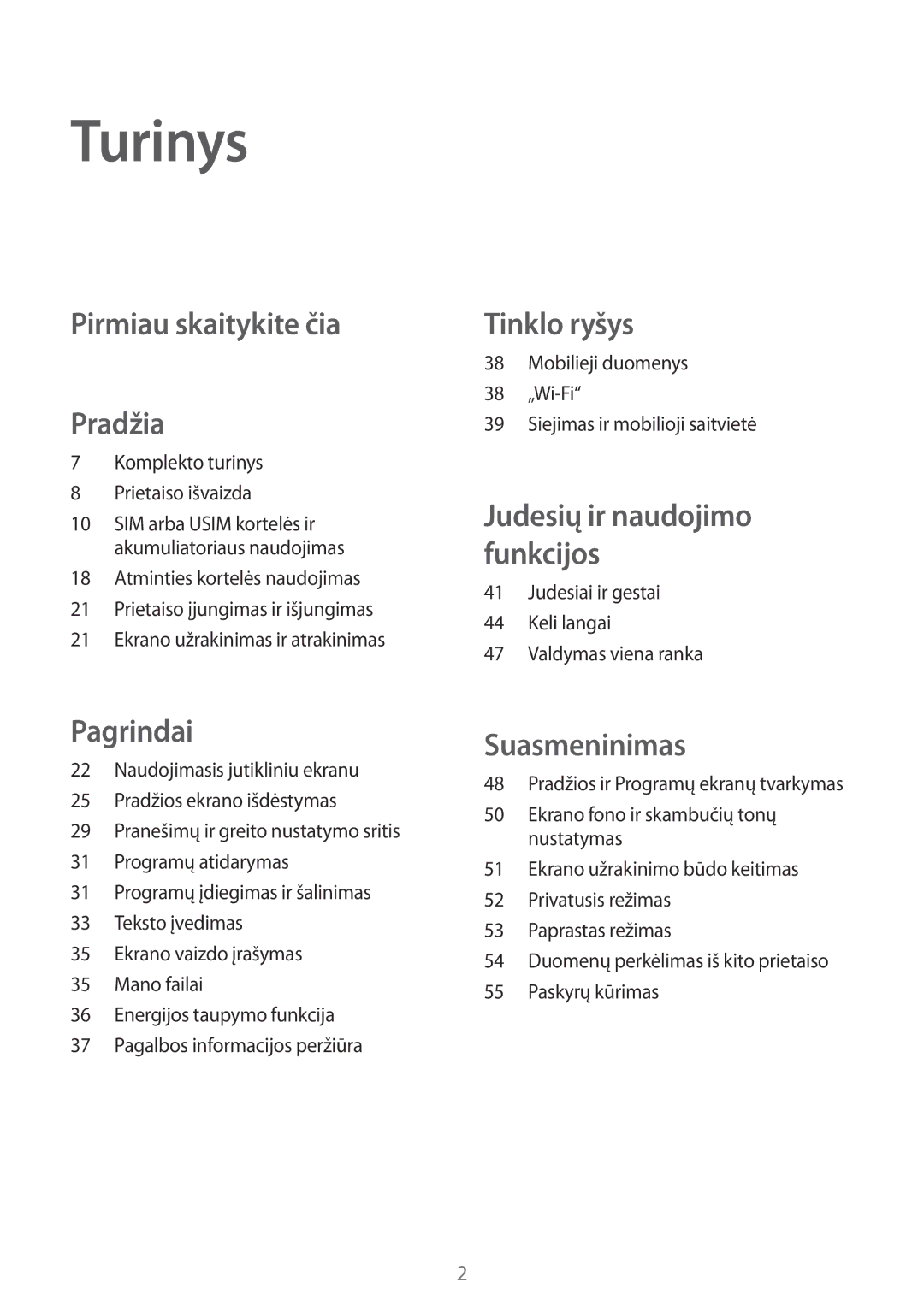 Samsung SM-A500FZDUSEB Turinys, Komplekto turinys Prietaiso išvaizda, Judesiai ir gestai Keli langai Valdymas viena ranka 