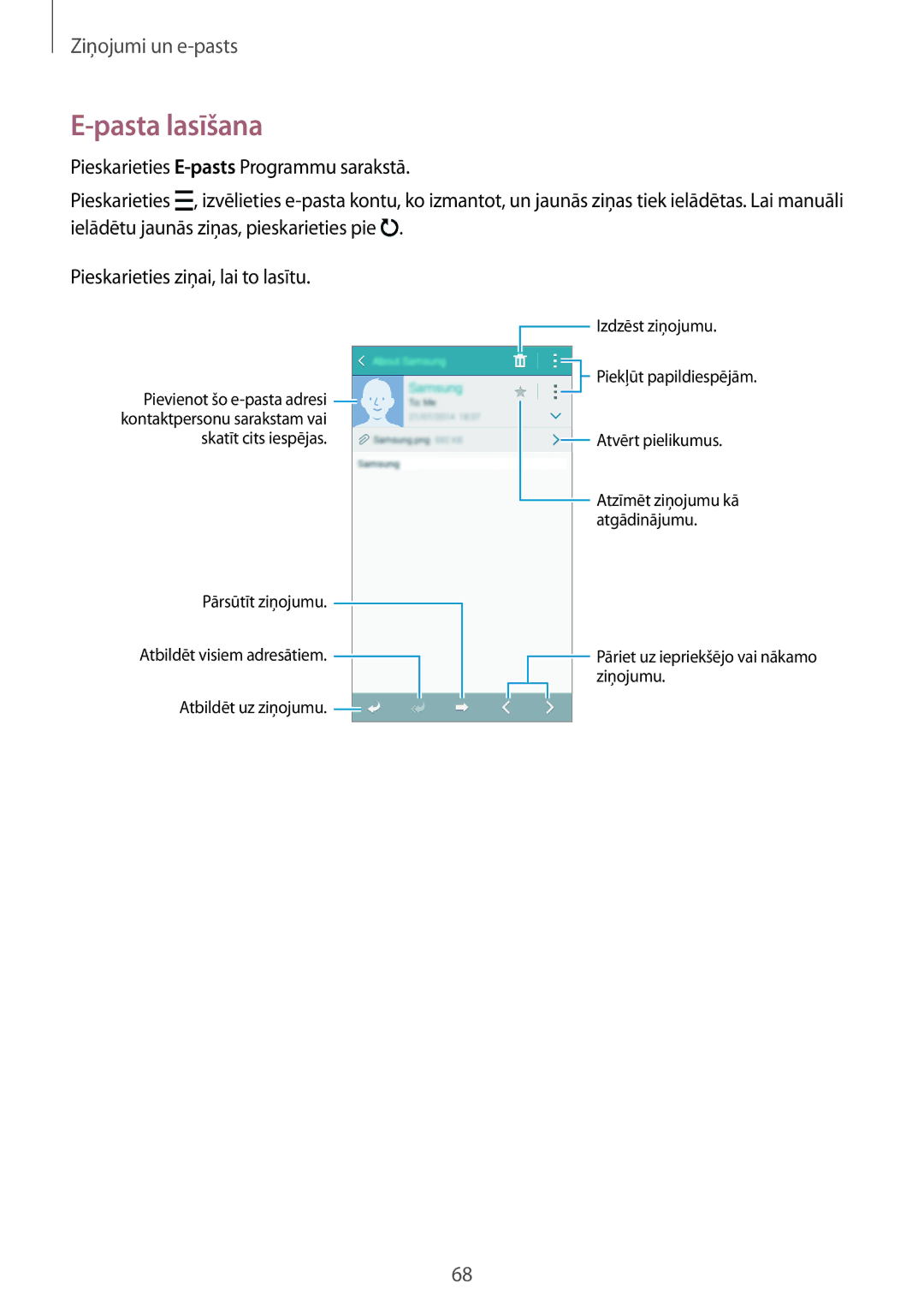 Samsung SM-A500FZDUSEB manual Pasta lasīšana 