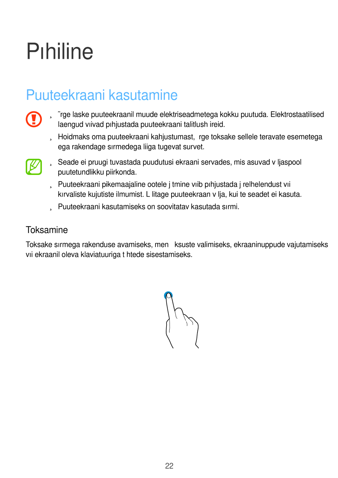 Samsung SM-A500FZDUSEB manual Põhiline, Puuteekraani kasutamine, Toksamine 