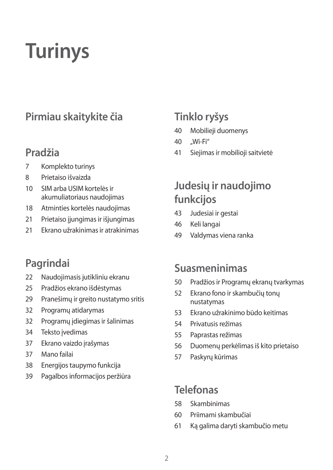 Samsung SM-A500FZDUSEB Turinys, Komplekto turinys Prietaiso išvaizda, Judesiai ir gestai Keli langai Valdymas viena ranka 