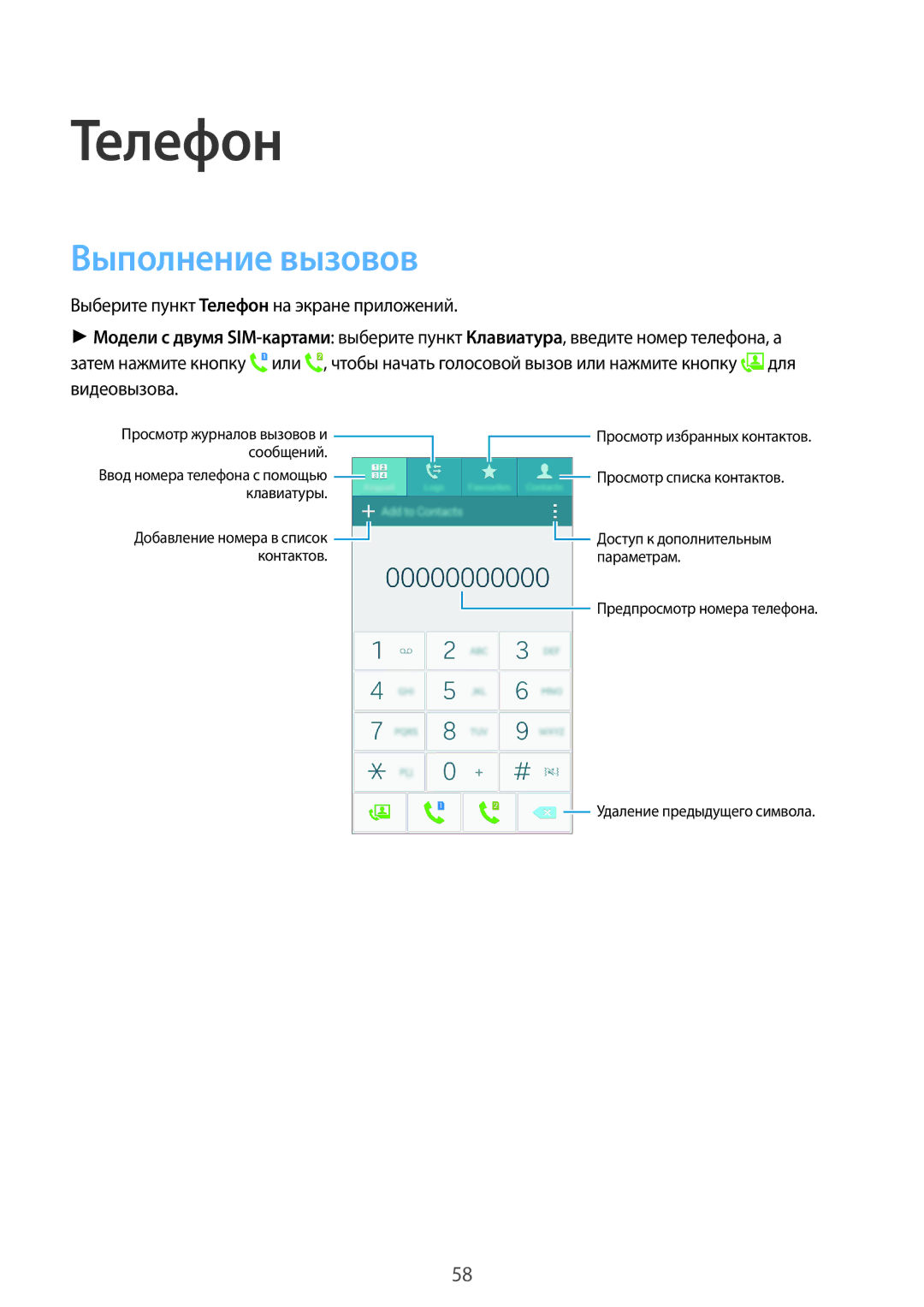 Samsung SM-A500FZKDSER, SM-A500FZBDSER manual Телефон, Выполнение вызовов 