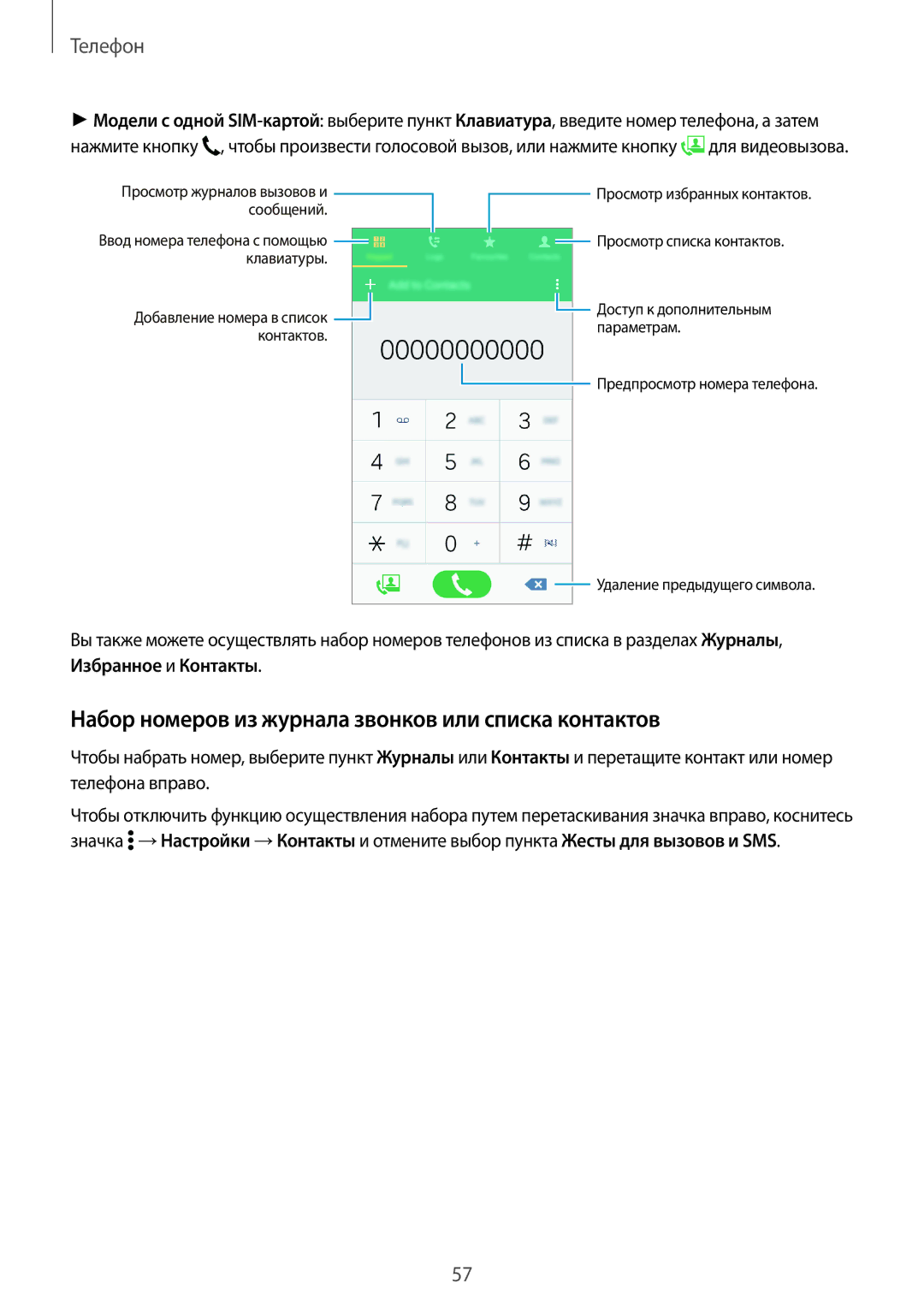 Samsung SM-A500FZBDSER, SM-A500FZKDSER manual Набор номеров из журнала звонков или списка контактов, Телефон 