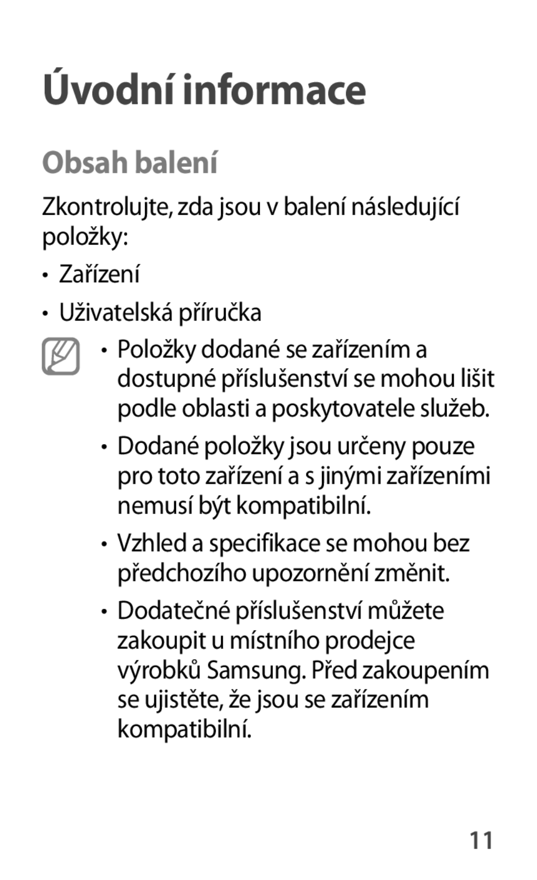 Samsung SM-A500FZKUETL manual Úvodní informace, Obsah balení 