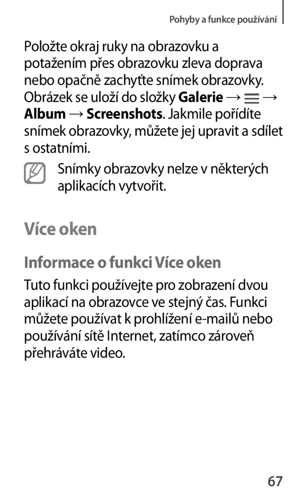 Samsung SM-A500FZKUETL manual Informace o funkci Více oken 