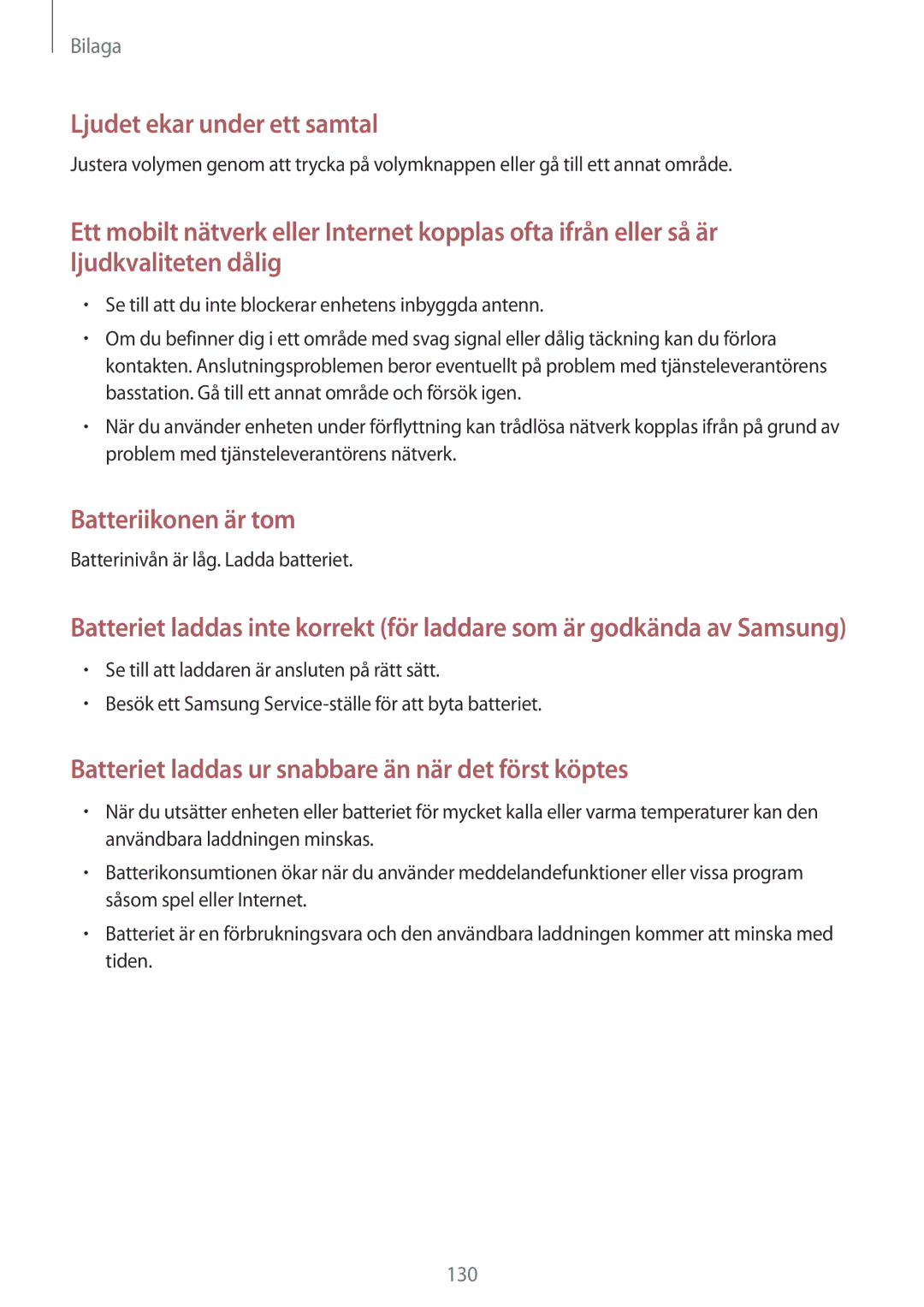 Samsung SM-A500FZWUNEE manual Batteriikonen är tom, Batterinivån är låg. Ladda batteriet 