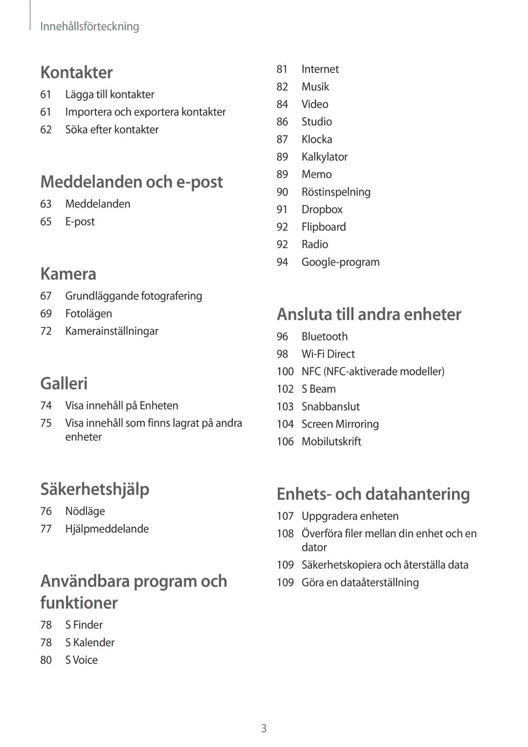 Samsung SM-A500FZWUNEE Meddelanden Post, Grundläggande fotografering Fotolägen Kamerainställningar, Finder Kalender Voice 