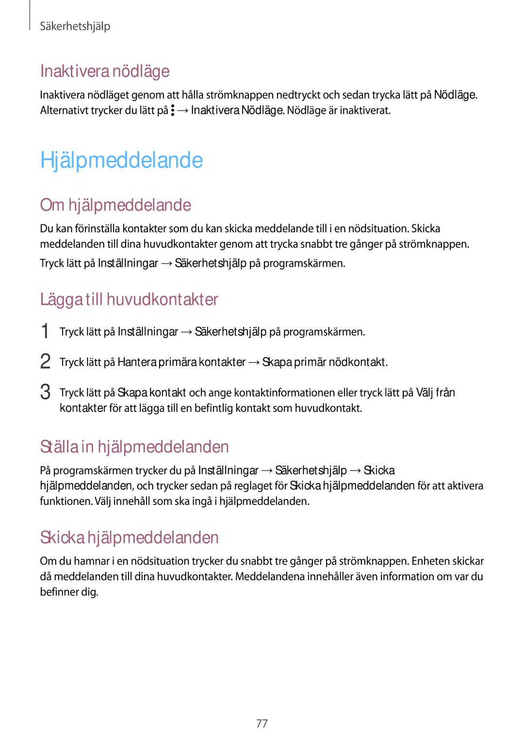 Samsung SM-A500FZWUNEE manual Hjälpmeddelande 