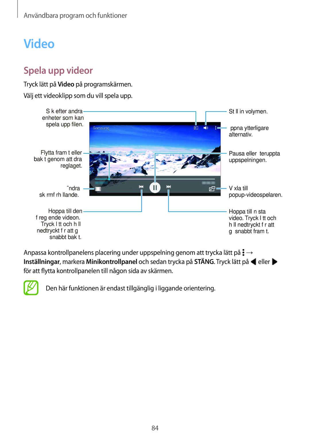 Samsung SM-A500FZWUNEE manual Video, Spela upp videor 