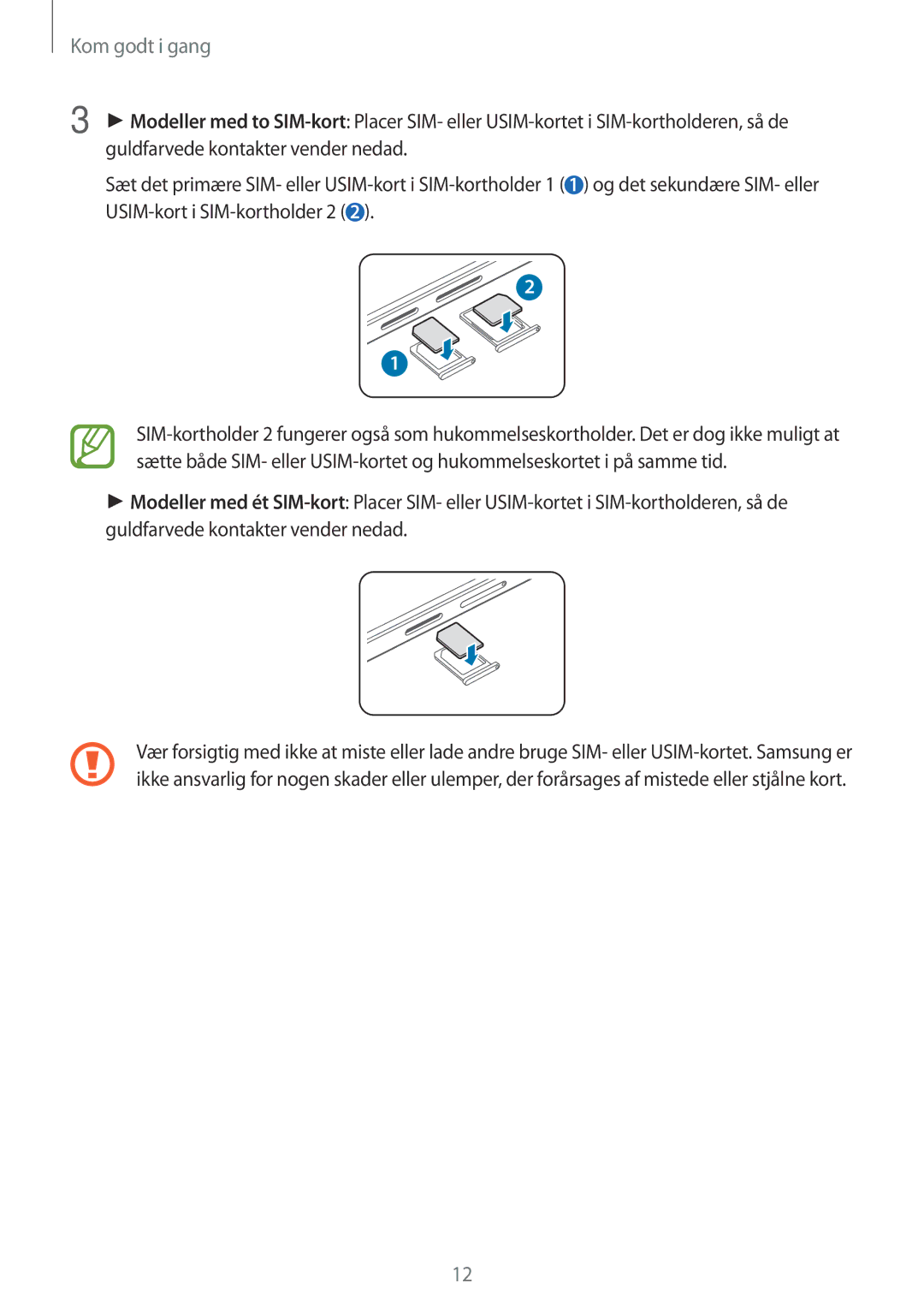 Samsung SM-A500FZWUNEE manual Kom godt i gang 