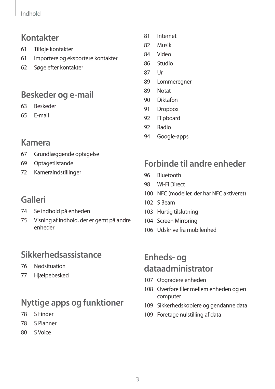 Samsung SM-A500FZWUNEE Beskeder Mail, Grundlæggende optagelse Optagetilstande Kameraindstillinger, Finder Planner Voice 