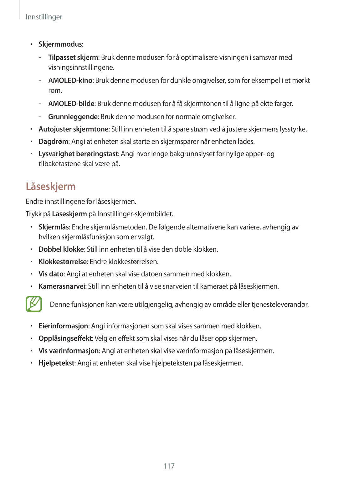 Samsung SM-A500FZWUNEE manual Låseskjerm, Skjermmodus 