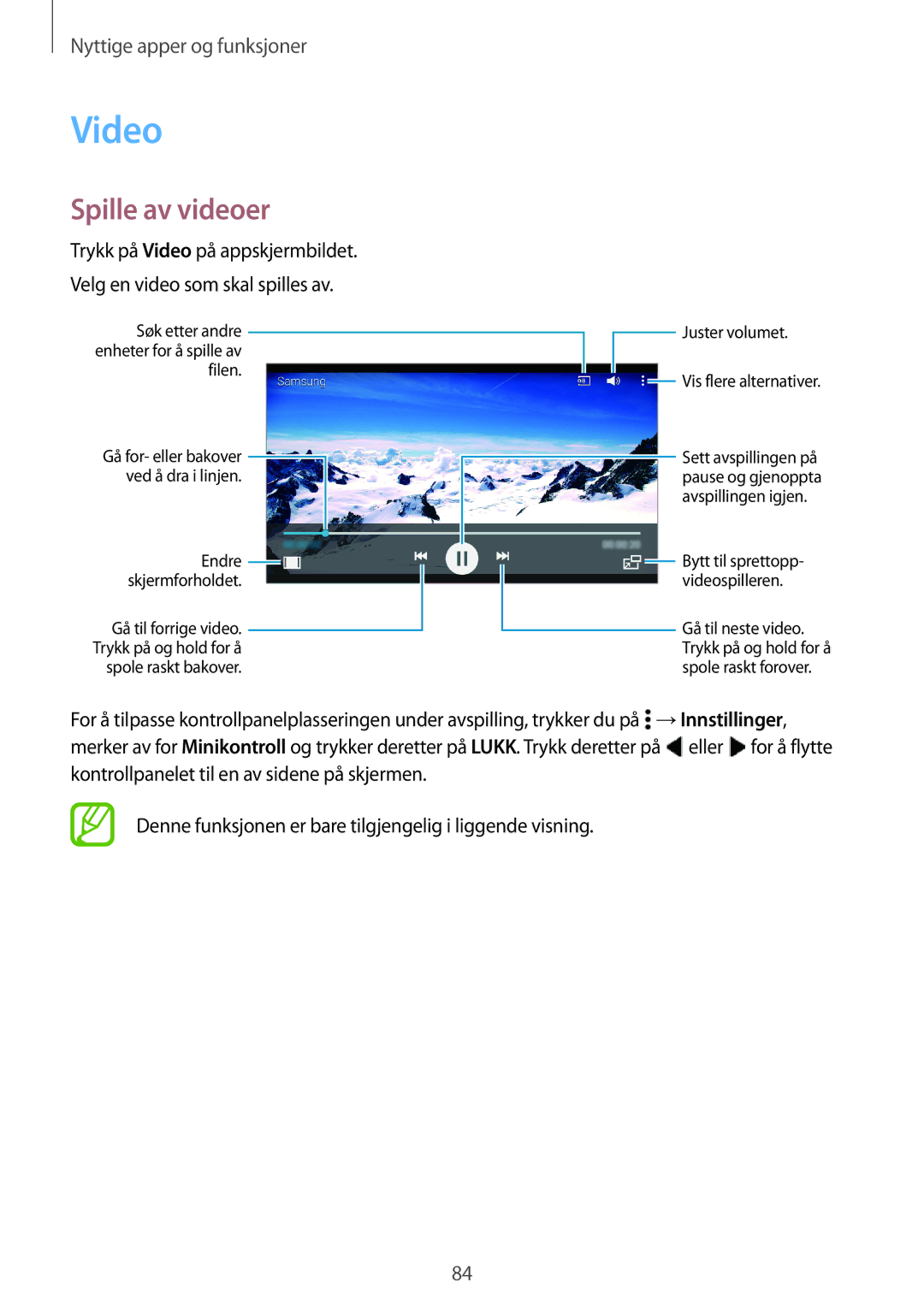 Samsung SM-A500FZWUNEE manual Video, Spille av videoer 