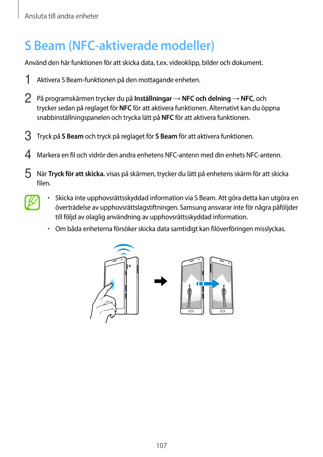 Samsung SM-A500FZWUNEE manual Beam NFC-aktiverade modeller, Filen 